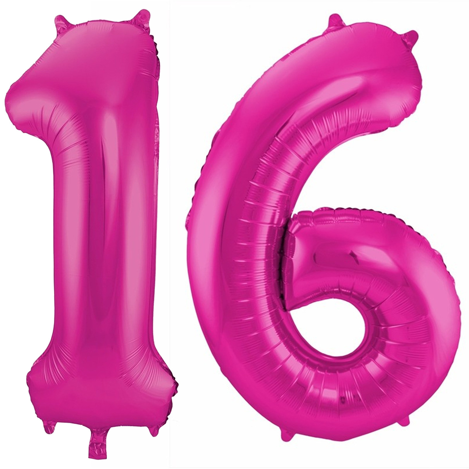 Cijfer ballonnen opblaas Verjaardag versiering 16 jaar 85 cm roze