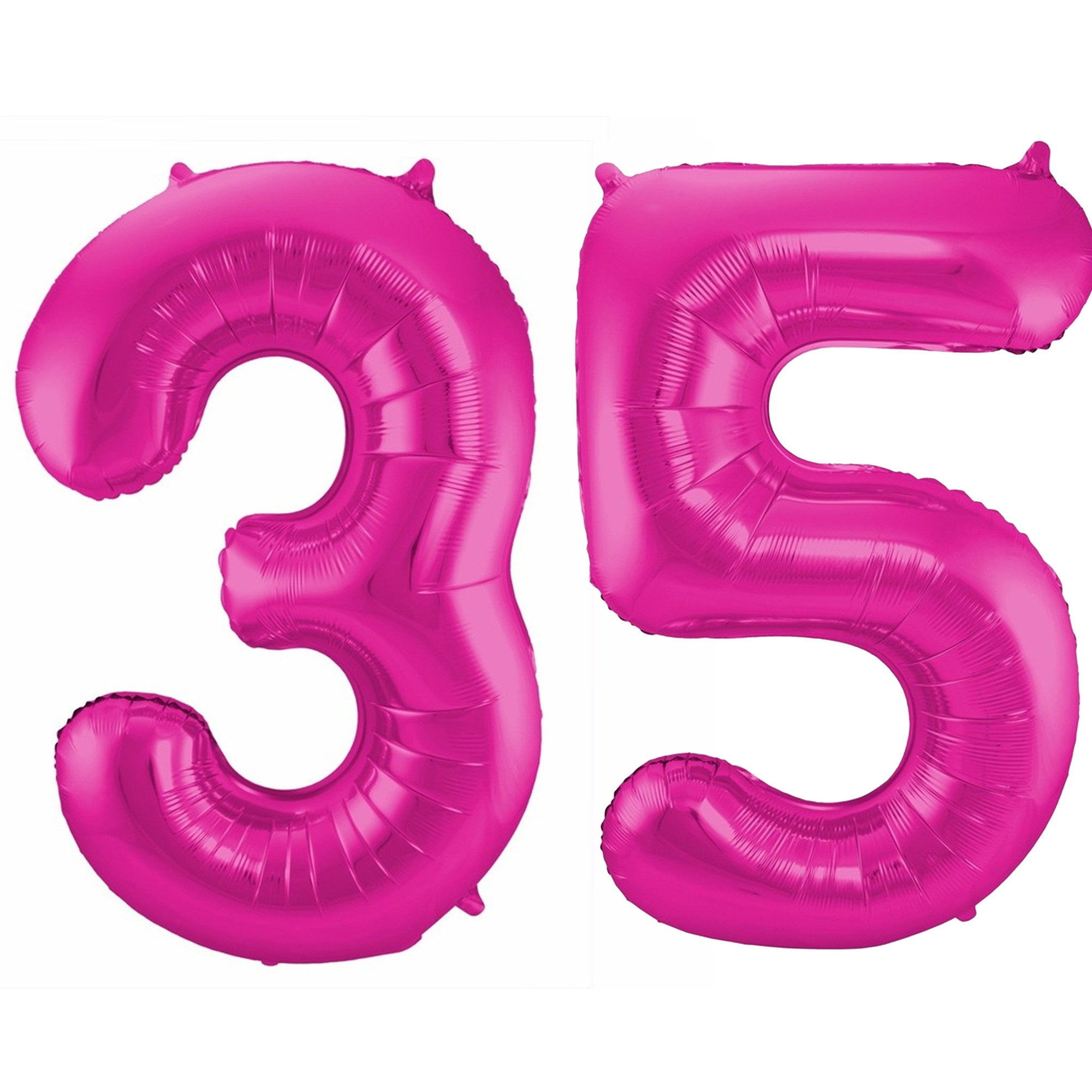 Cijfer ballonnen opblaas Verjaardag versiering 35 jaar 85 cm roze