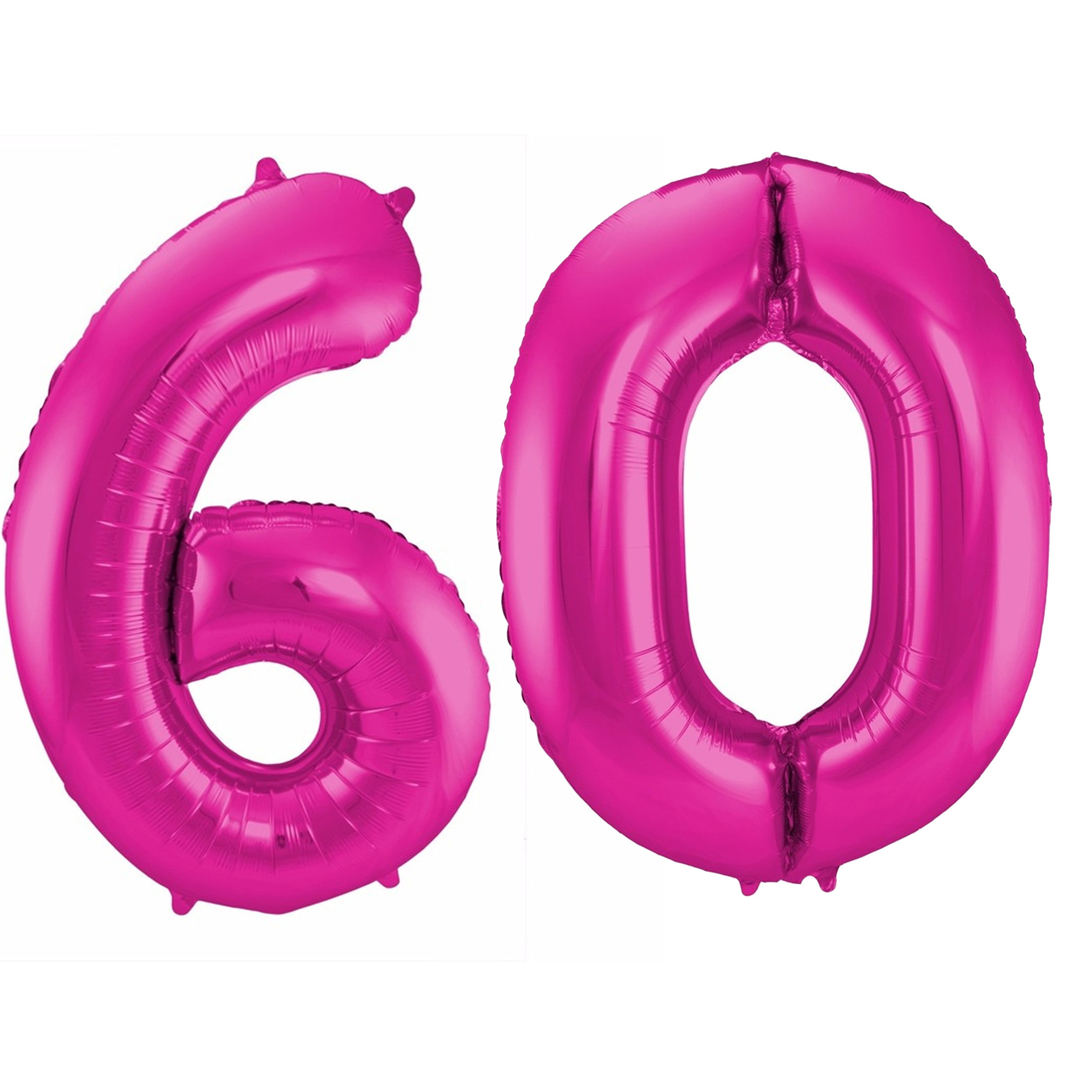 Cijfer ballonnen opblaas Verjaardag versiering 60 jaar 85 cm roze