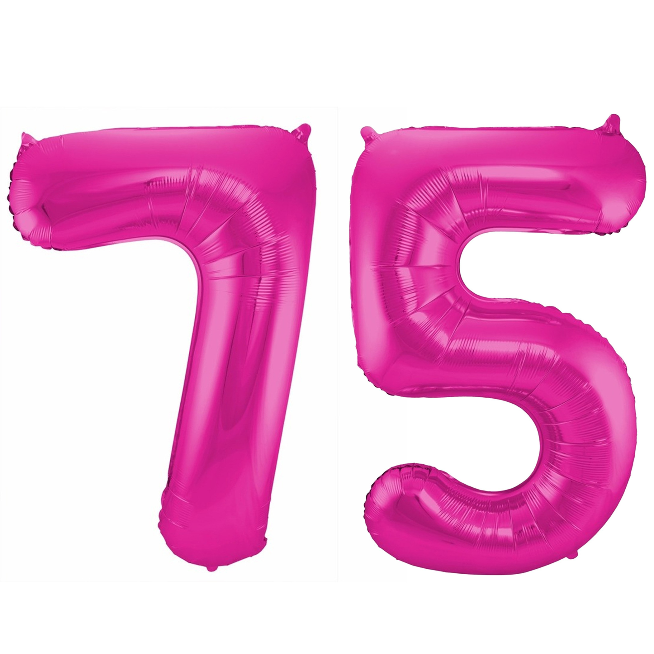 Cijfer ballonnen opblaas Verjaardag versiering 75 jaar 85 cm roze