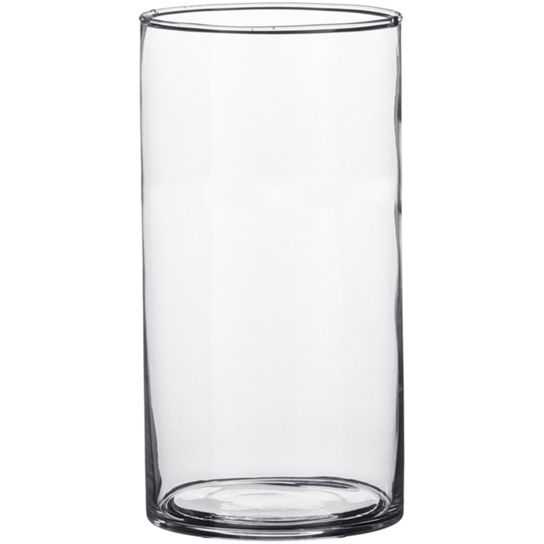 Cilinder bloemenvaas-bloemenvazen 9 x 15 cm transparant glas