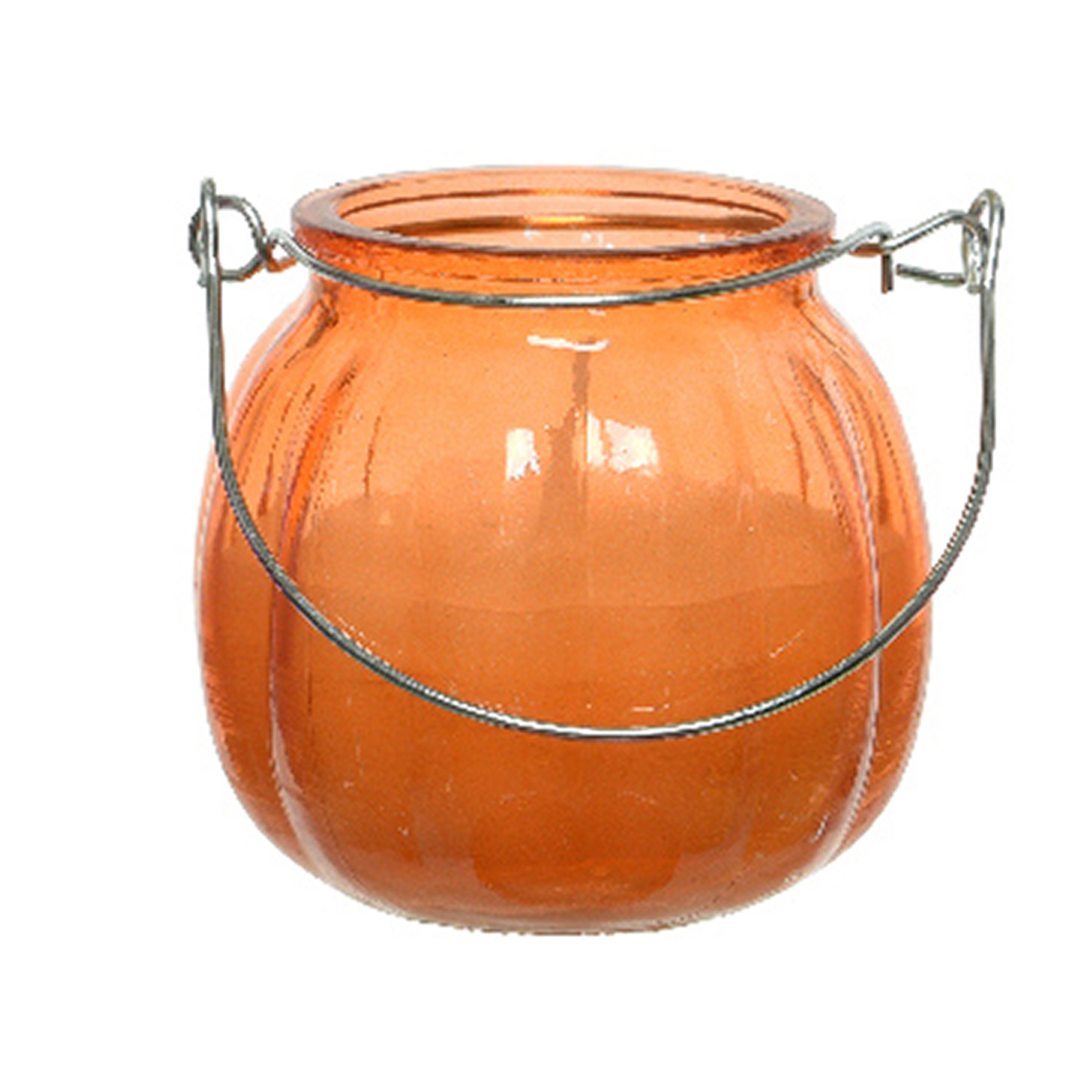 Citronella kaars glas oranje 15 branduren D8 x H8 cm