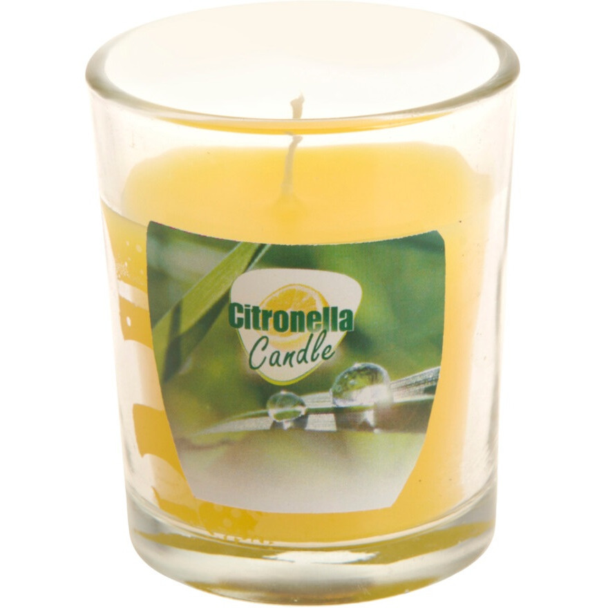 Citronella kaars in transparant glas 5 x 6 cm citrusgeur