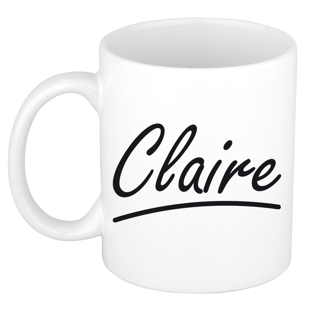 Claire voornaam kado beker-mok sierlijke letters gepersonaliseerde mok met naam