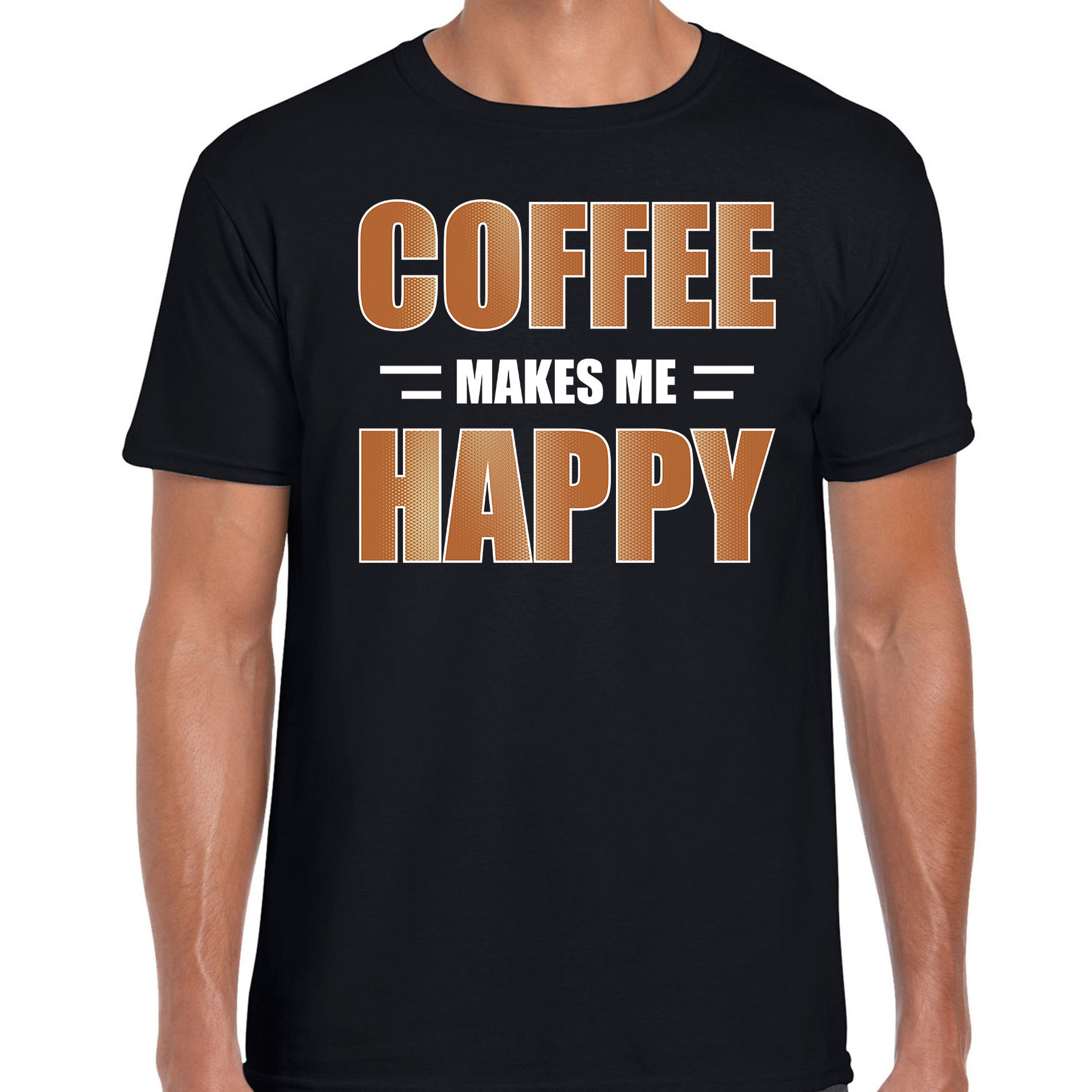 Coffee makes me happy fun shirt zwart voor heren