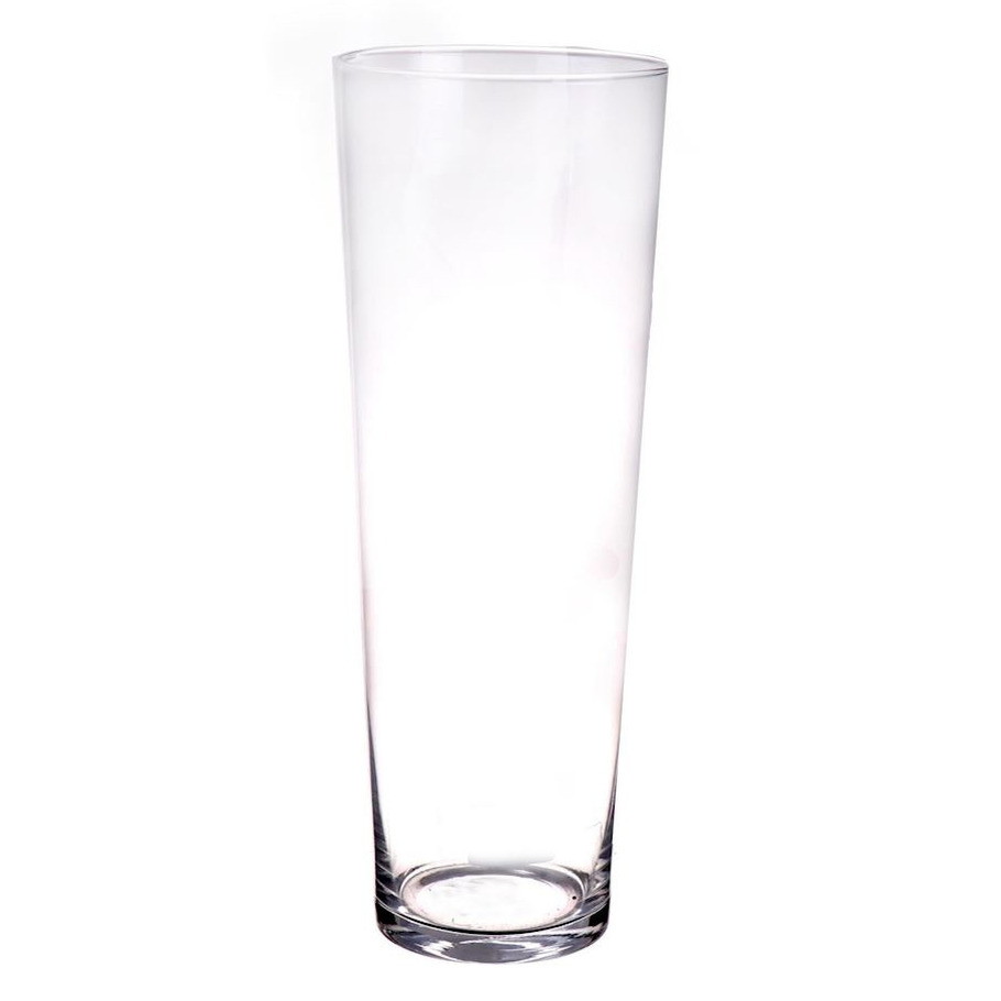 Conische glazen vaas-vazen rond helder glas 40 cm