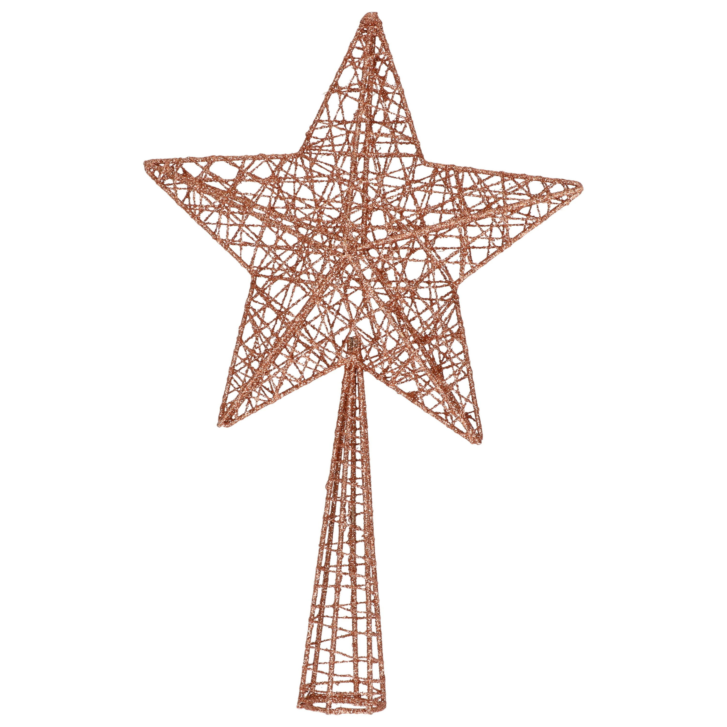 Cosy & Trendy Kerstboompiek glitter ster bruin 28 cm
