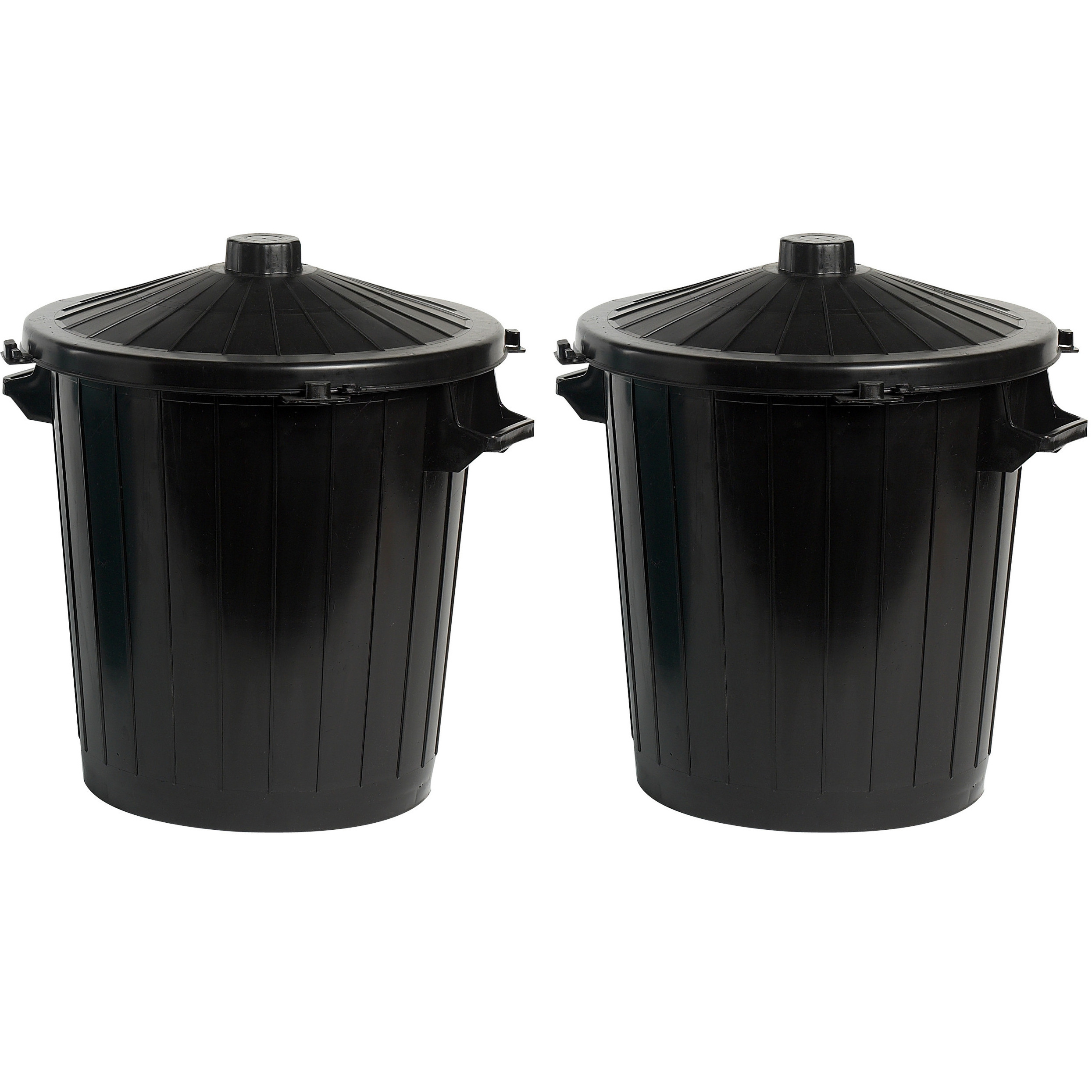 Cosy & Trendy Vuilnisbak-afvalemmer met deksel 2x 50 liter zwart 55 x 49 x 55 cm