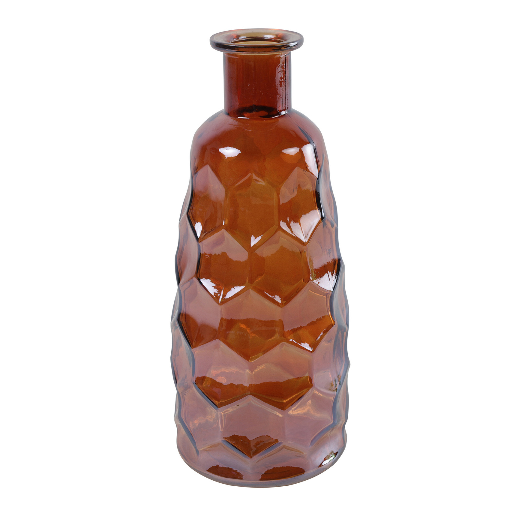 Countryfield Art Deco vaas cognac bruin transparant glas D12 x H30 cm