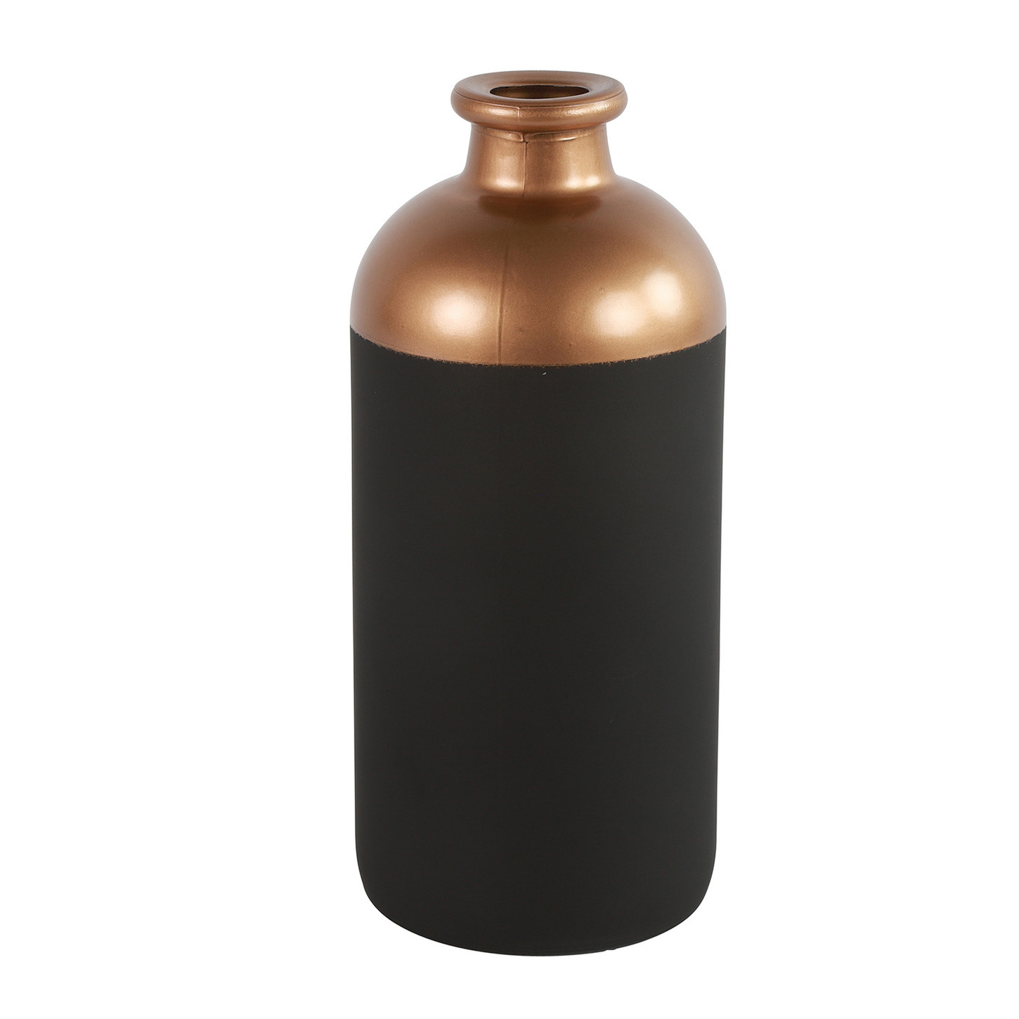 Countryfield Bloemen-deco vaas zwart-koper glas fles D11 x H25 cm