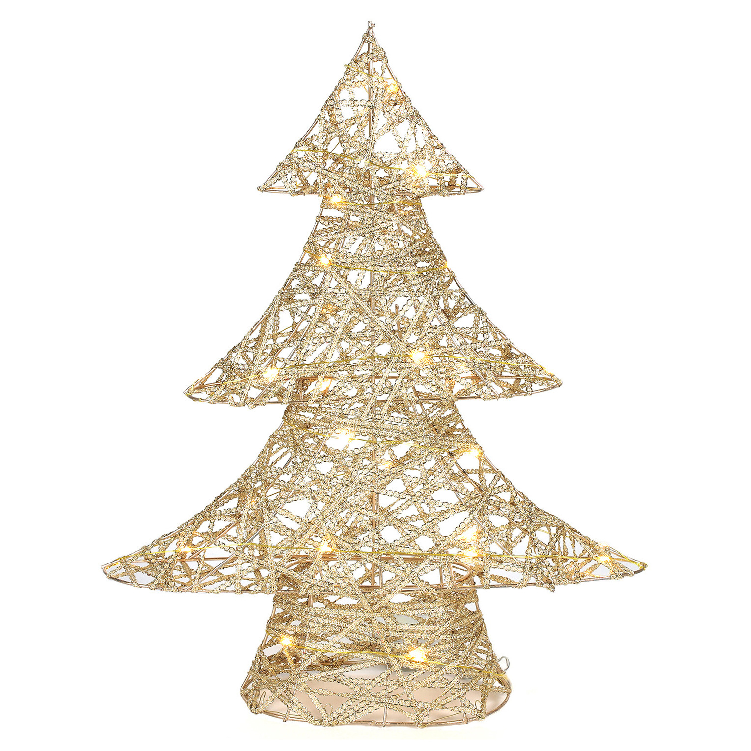 Countryfield decoratie kerstboompje goud met verlichting H48 cm