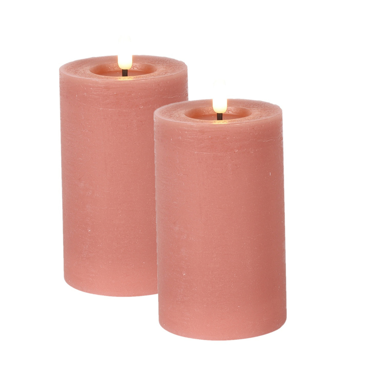 Countryfield Lyon LED kaarsen-stompkaarsens 2x roze D7,5 x H12,5 cm