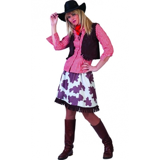 Cowgirl blouse voor dames rood-wit