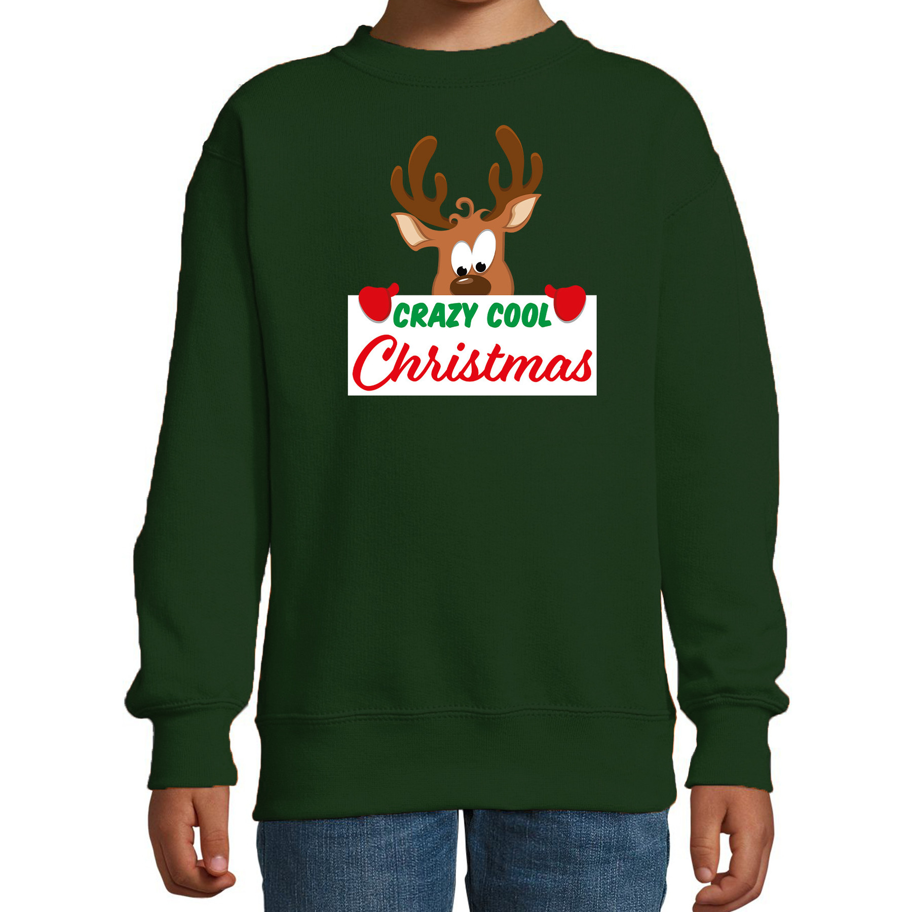 Crazy cool Christmas Kerstsweater-Kersttrui groen voor kinderen