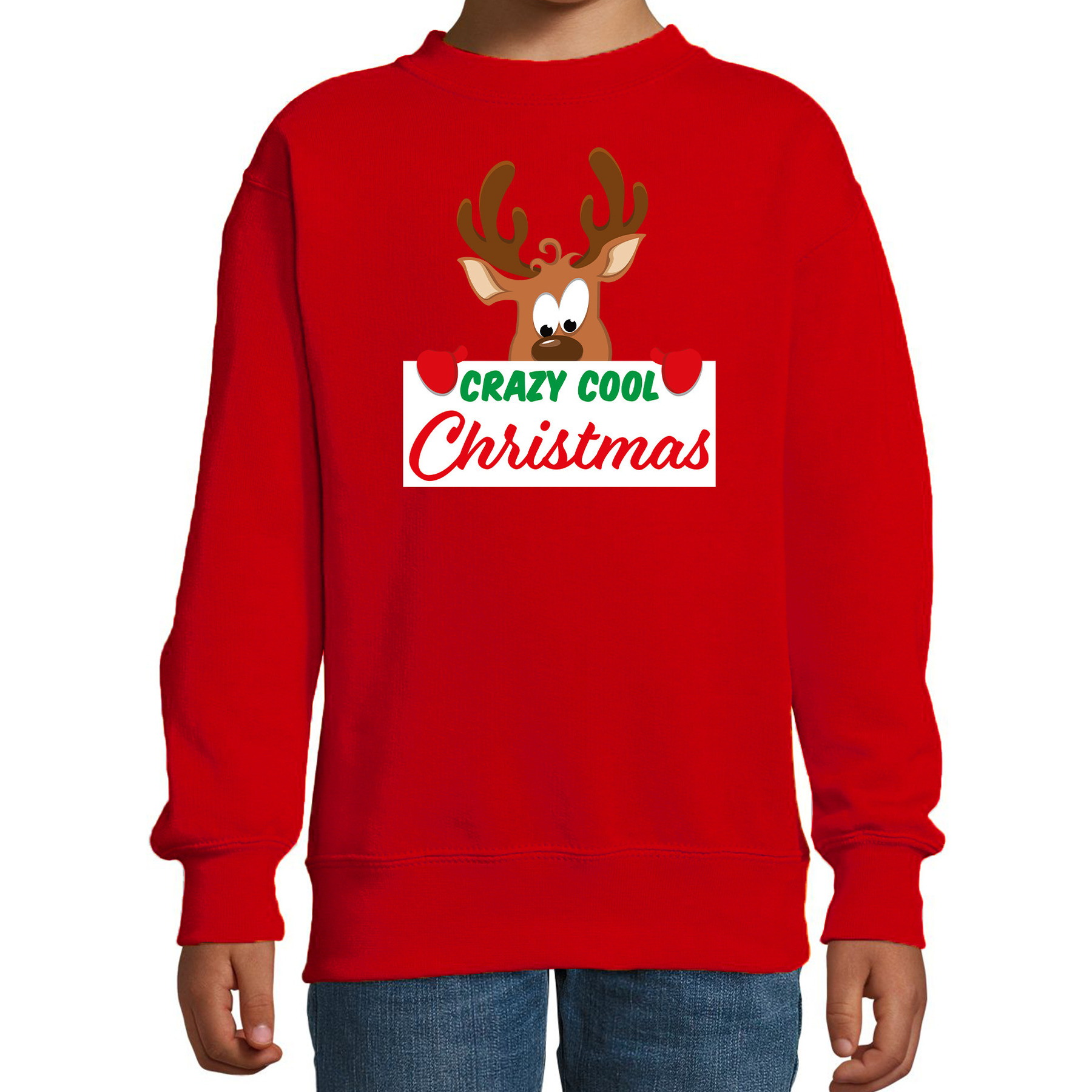Crazy cool Christmas Kerstsweater-Kersttrui rood voor kinderen
