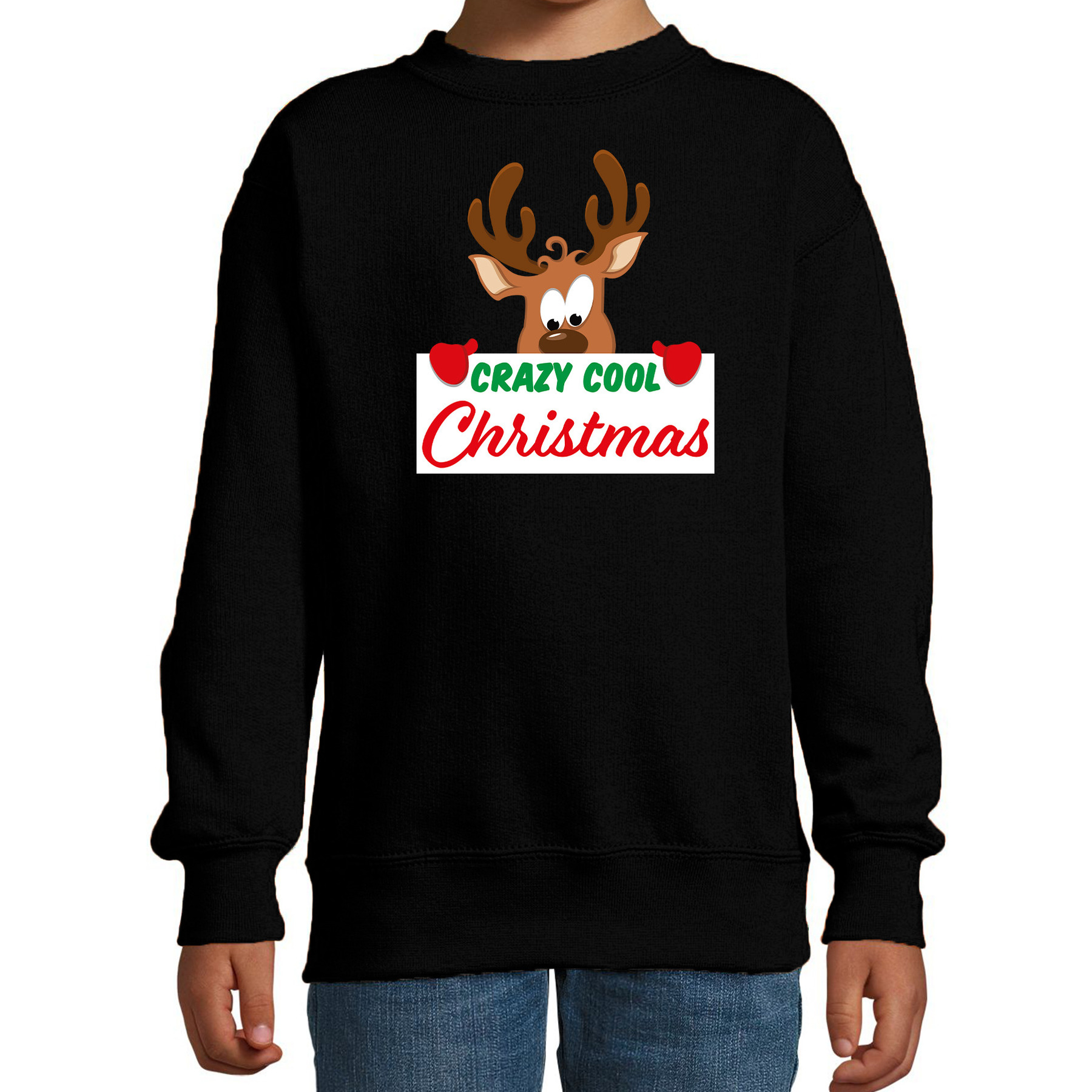 Crazy cool Christmas Kerstsweater-Kersttrui zwart voor kinderen