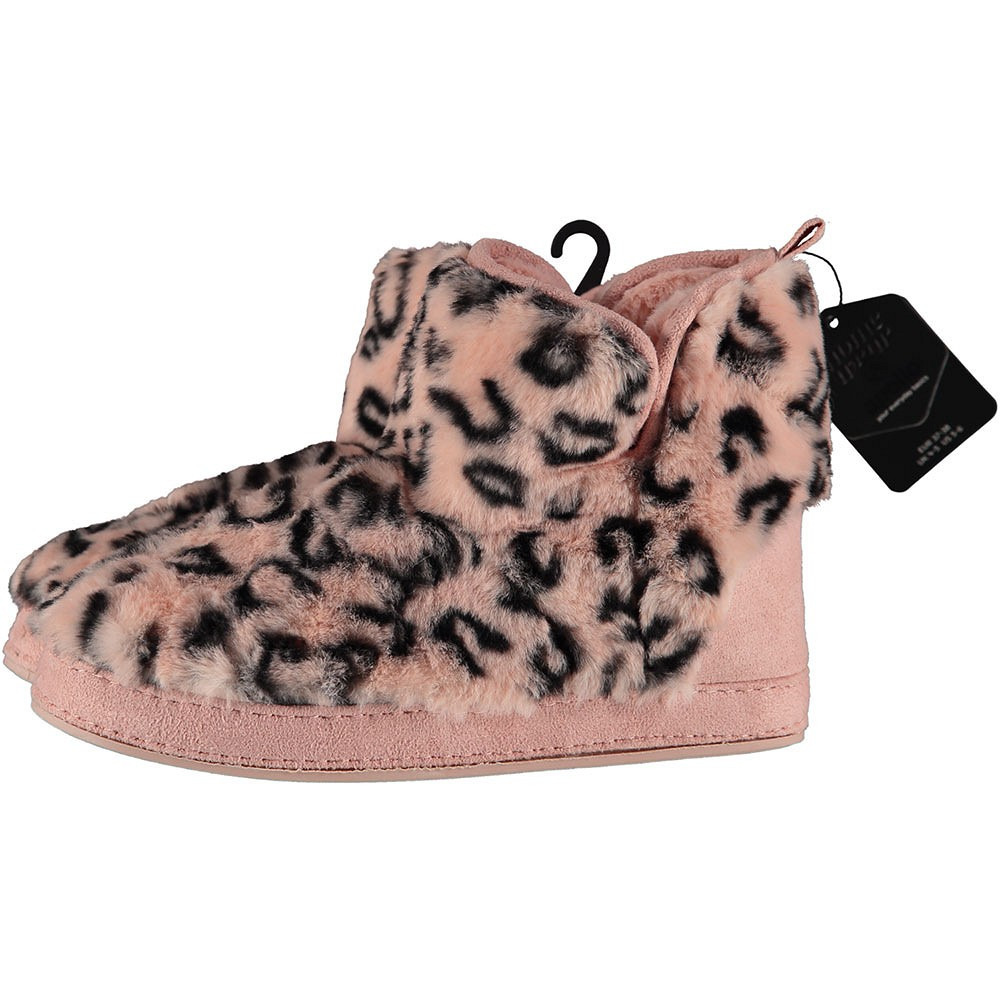 Dames hoge pantoffels-sloffen luipaard print roze maat 41-42