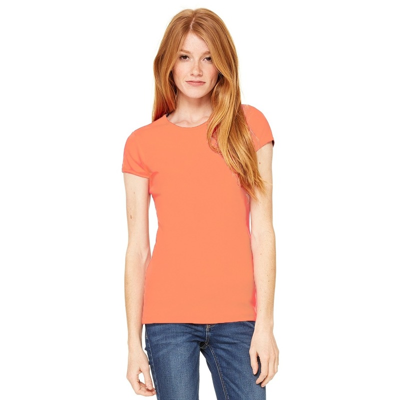 Dames t-shirt koraal oranje met ronde hals Hanna kopen