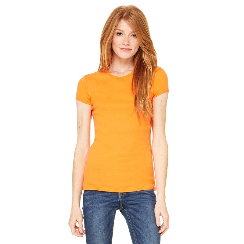 Dames t-shirt oranje met ronde hals Hanna kopen