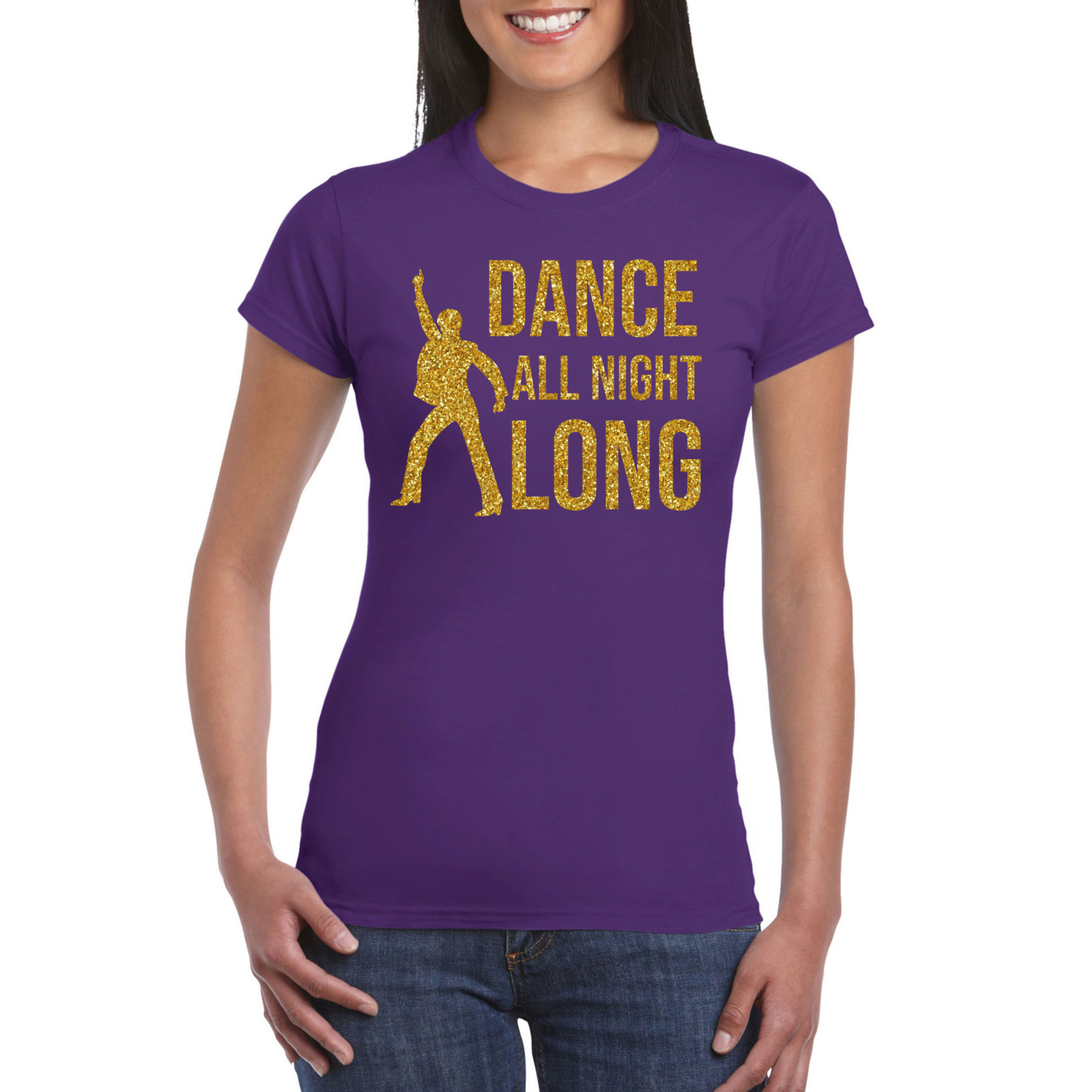 Dance all night long-70s-80s t-shirt paars voor dames