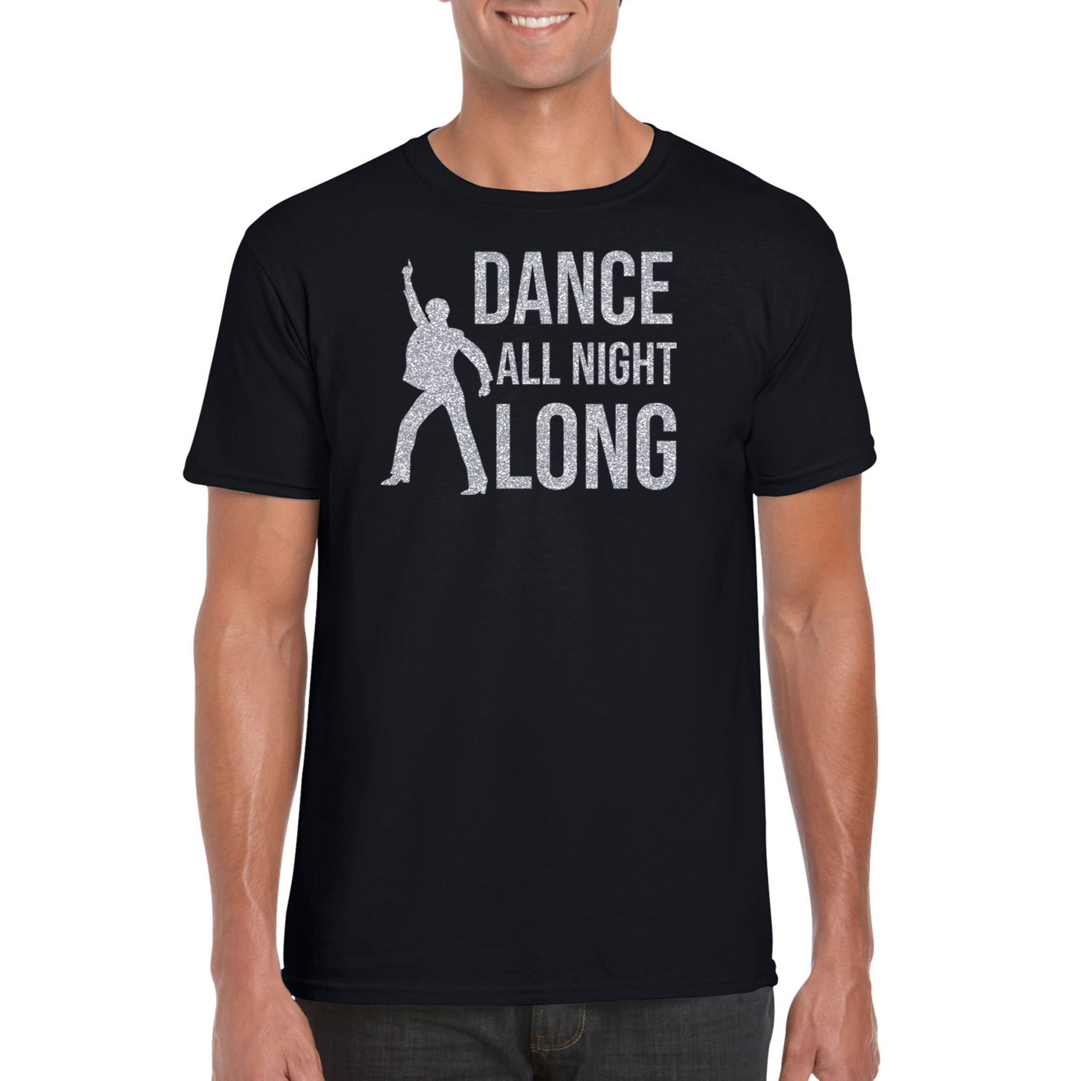 Dance all night long-70s-80s t-shirt zwart voor heren