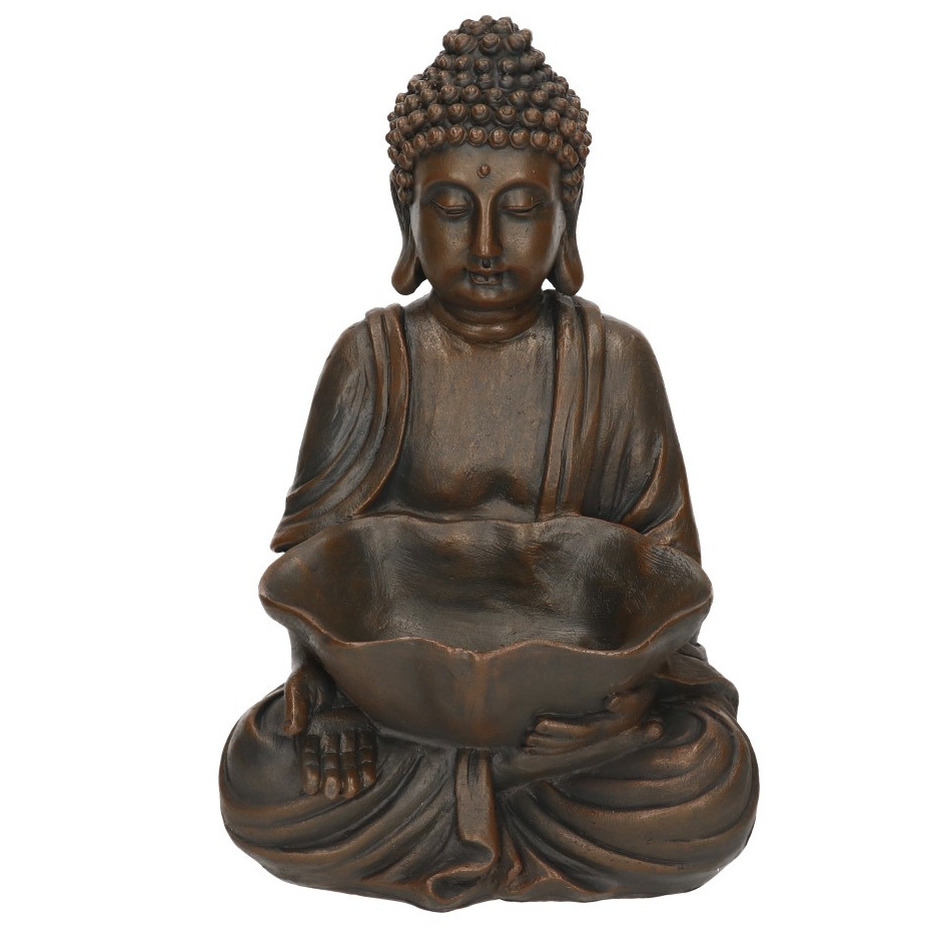 Decoratie boeddha beeld zwart zittend 30 cm