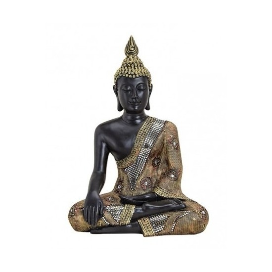 Decoratie boeddha beelden voor binnen zwart-goud 45 cm