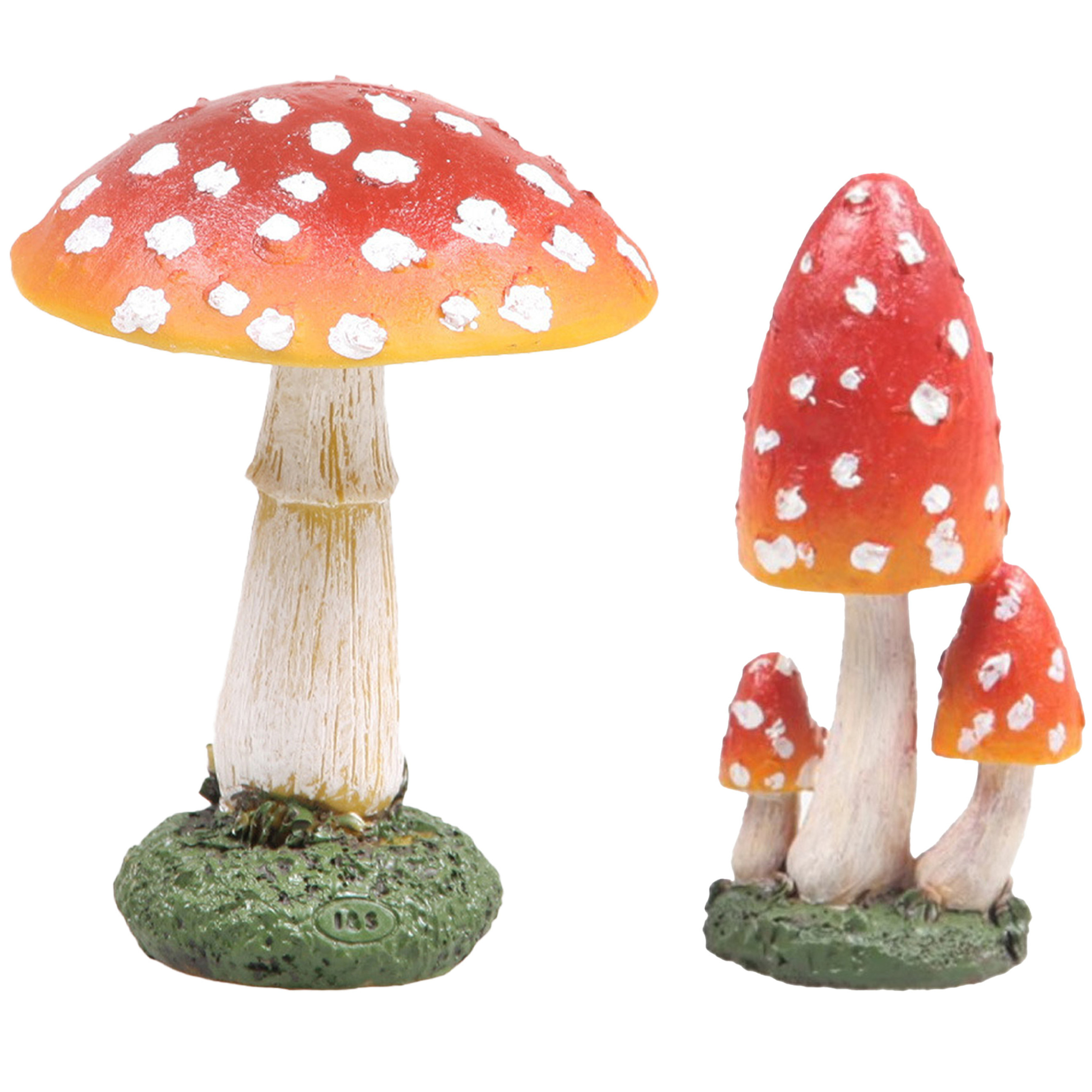 Decoratie paddenstoelen setje met 4x vliegenzwam paddenstoelen herfst thema