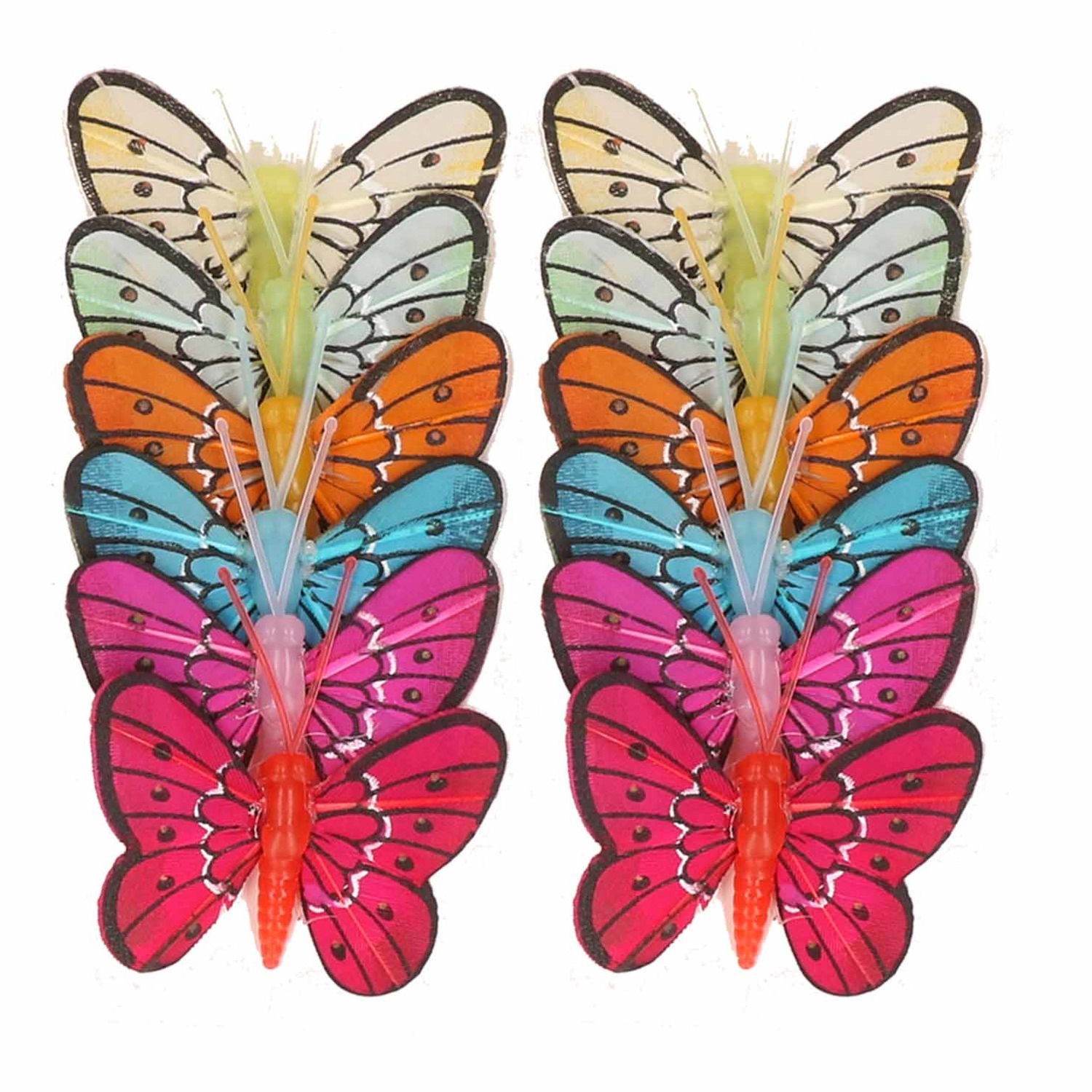 Decoratie vlinders 12x stuks op instekers
