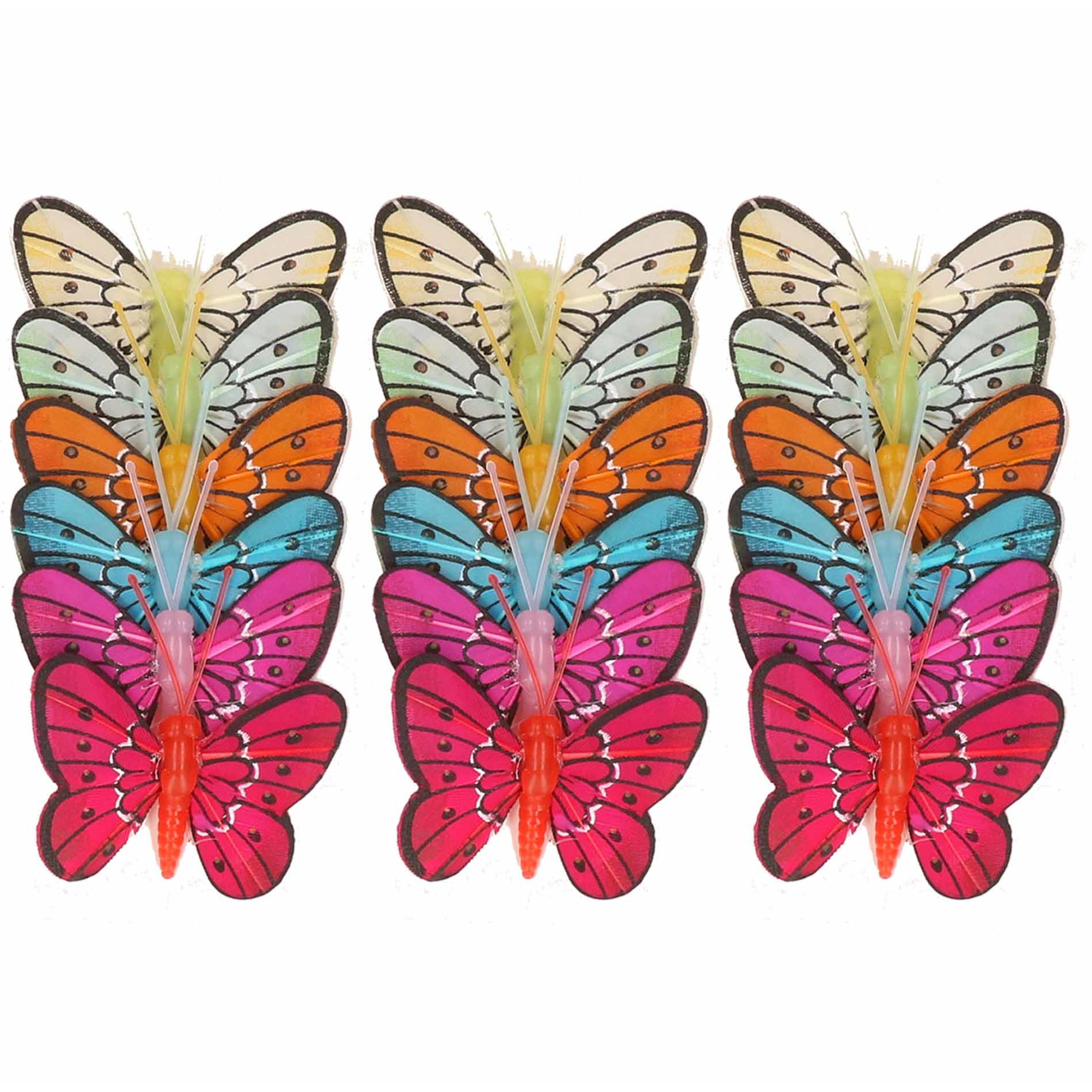 Decoratie vlinders 24x stuks op instekers