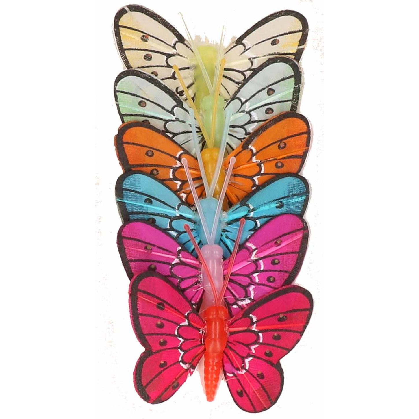 Decoratie vlinders 6x stuks op instekers
