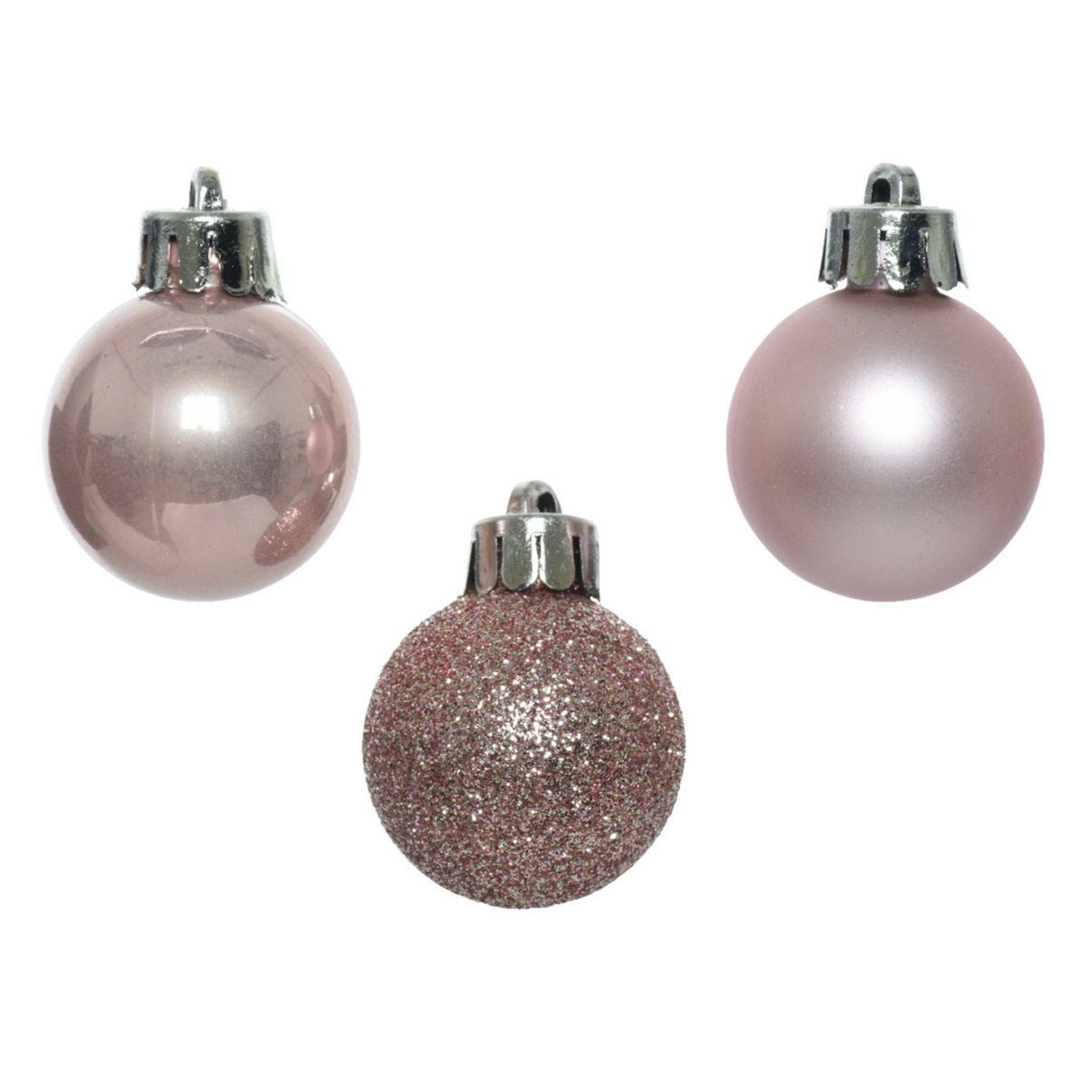 Decoris Kerstballen 14ST mini lichtroze kunststof 3 cm