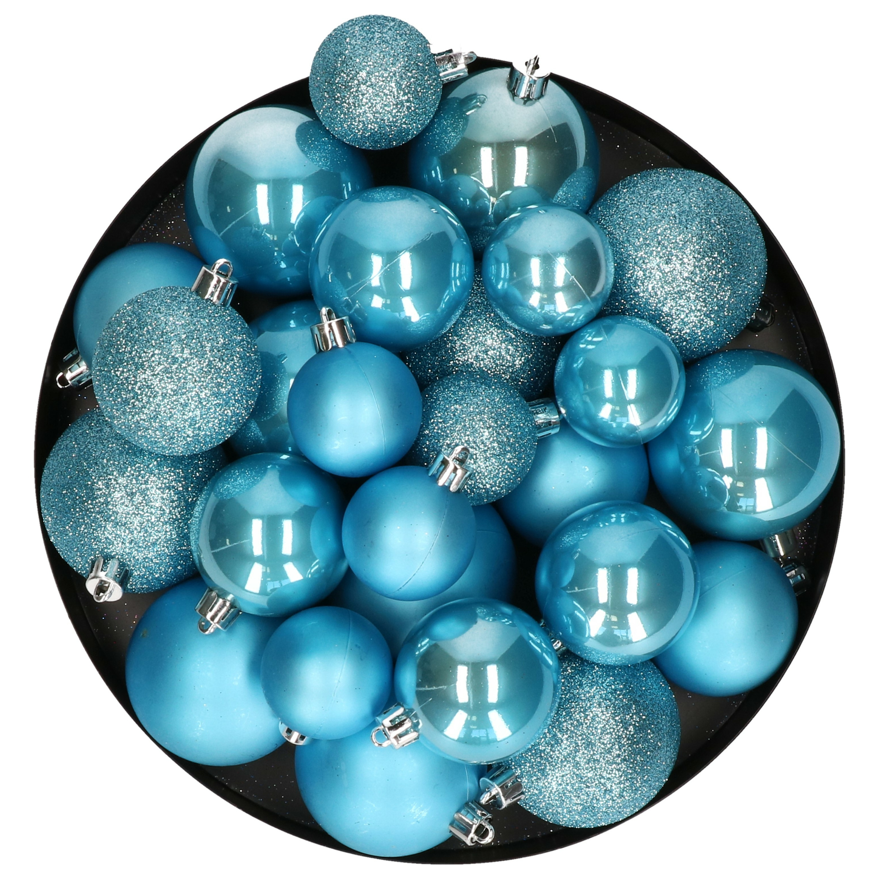 Decoris kerstballen 30x ijs blauw 4, 5 en 6 cm -kunststof