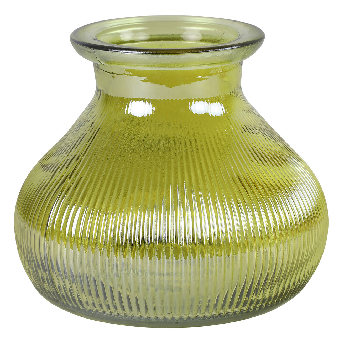 Decostar Bloemenvaas geel-transparant glas H12 x D15 cm