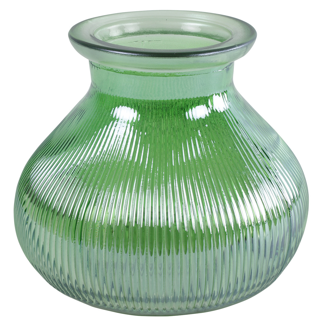 Decostar Bloemenvaas groen-transparant glas H12 x D15 cm