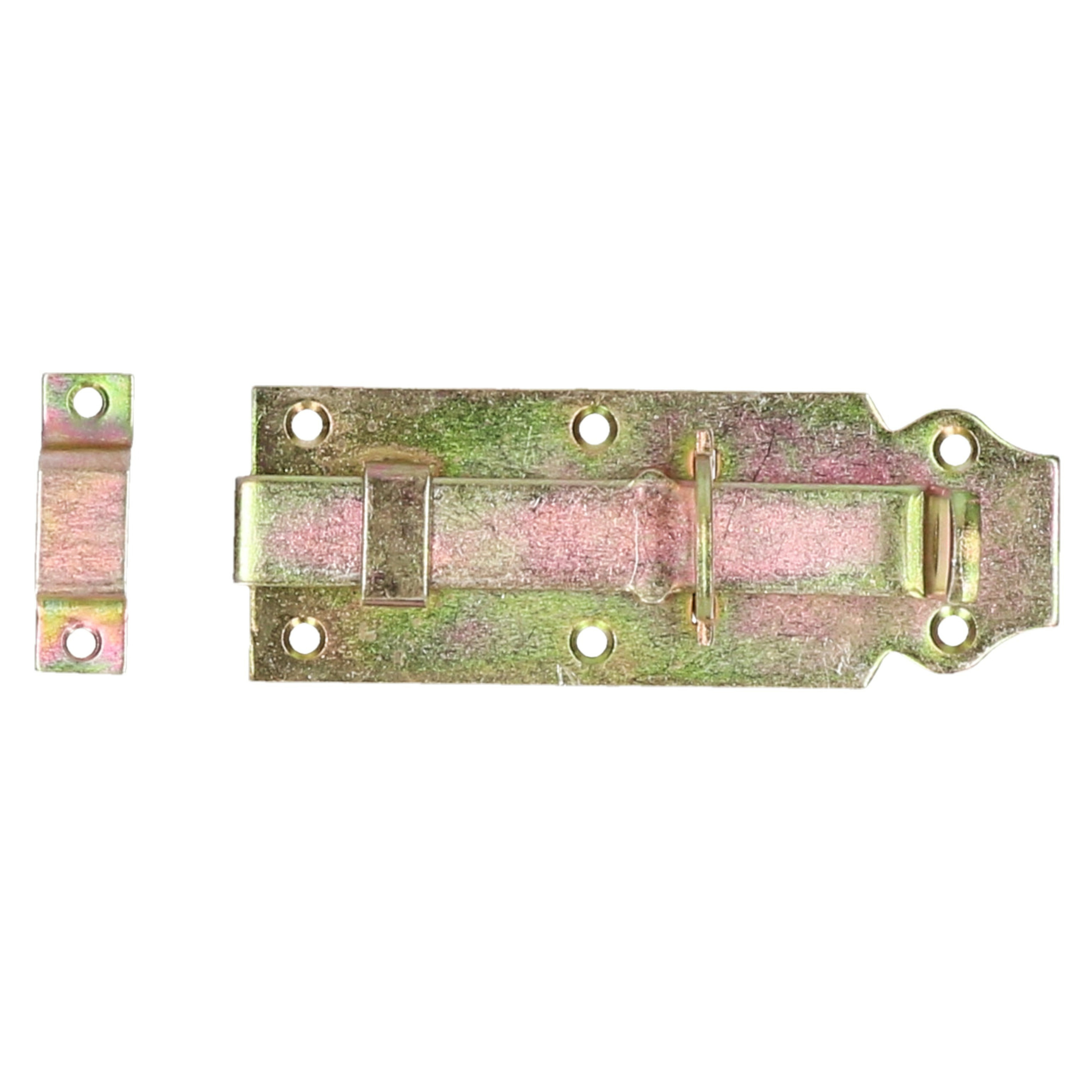 Deltafix schuifslot-hangslotschuif 1x 12 x 4.5cm geel verzinkt staal deur schutting hek