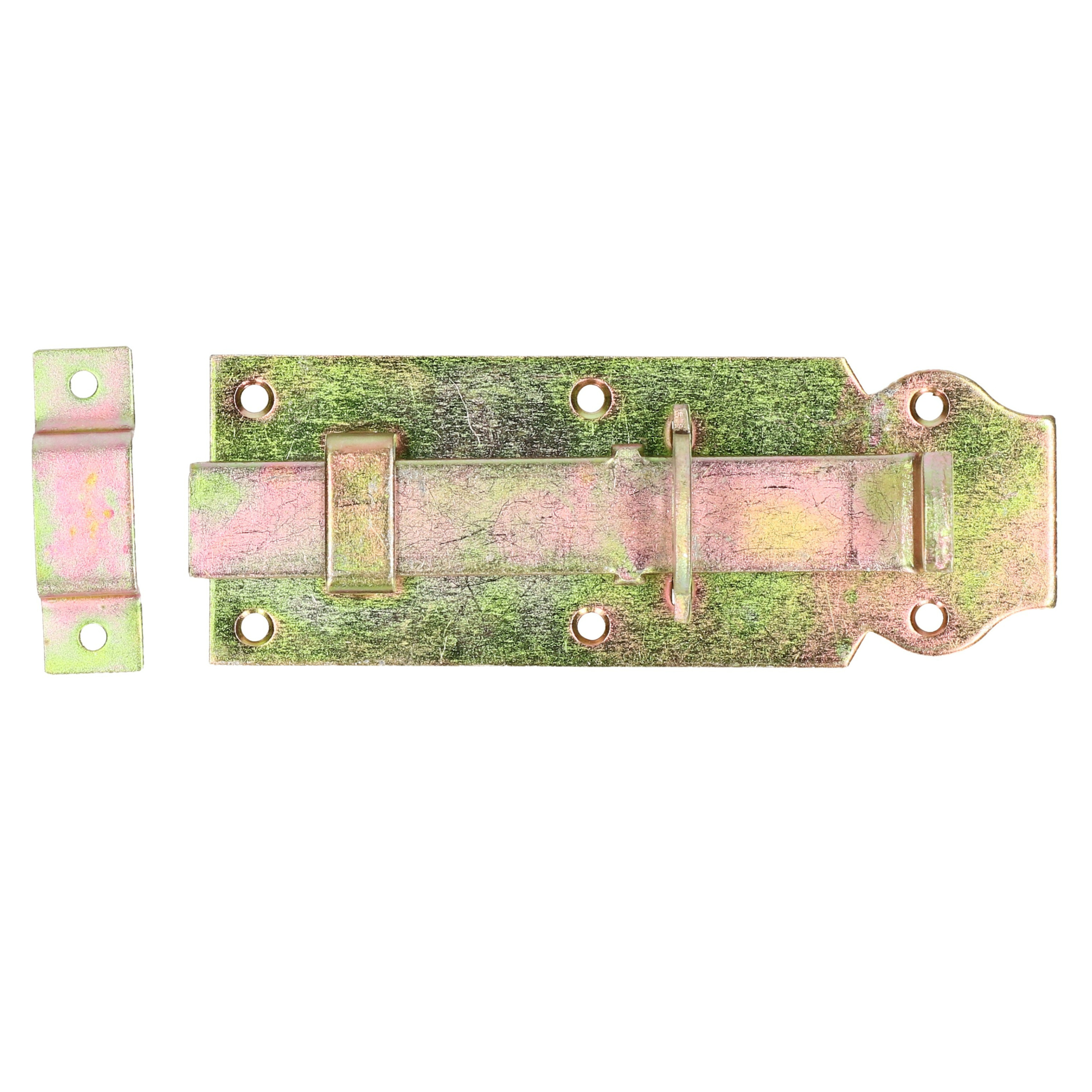 Deltafix schuifslot-hangslotschuif 1x 14 x 4.5cm geel verzinkt staal deur schutting hek