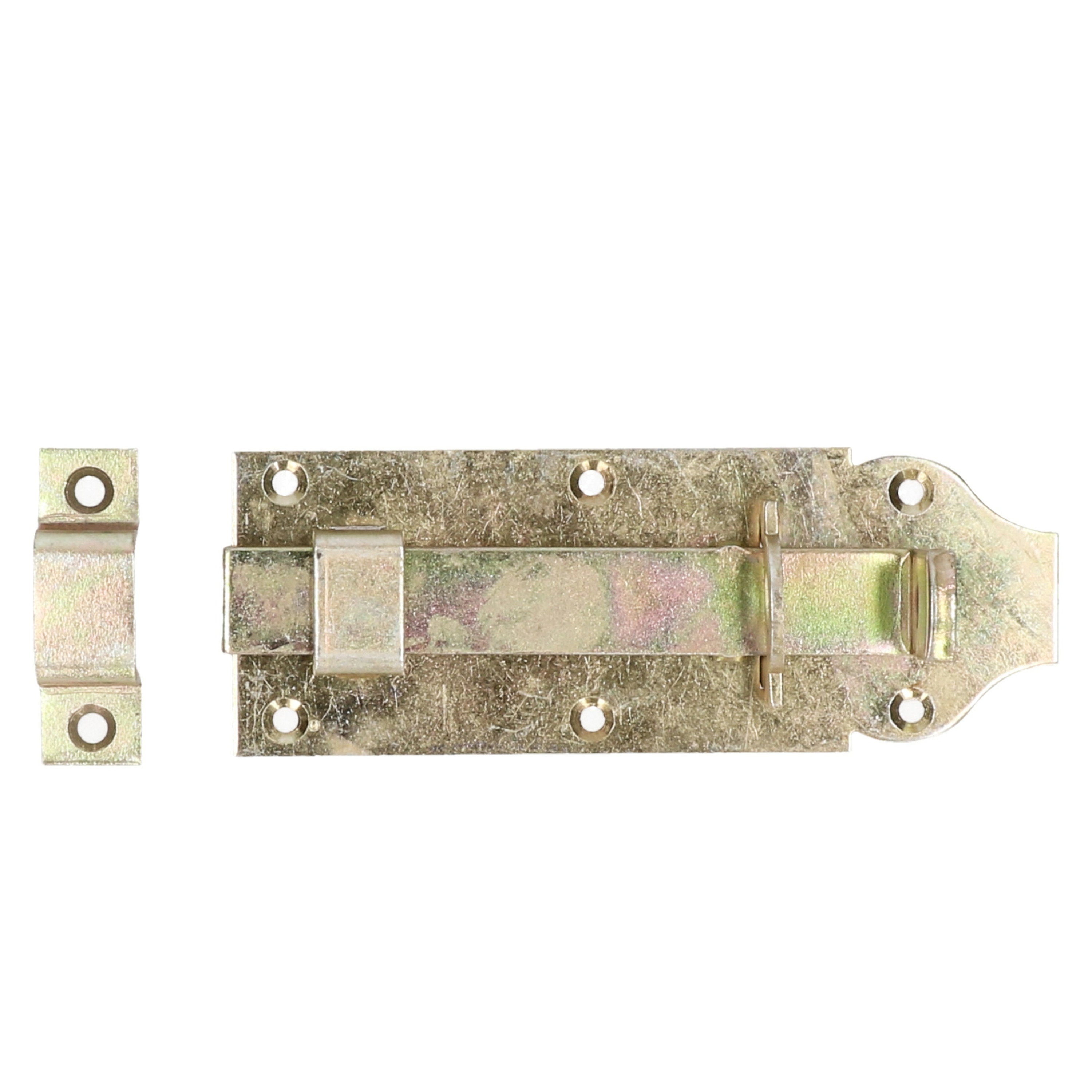 Deltafix schuifslot-hangslotschuif 1x 16 x 4.5cm geel verzinkt staal deur schutting hek
