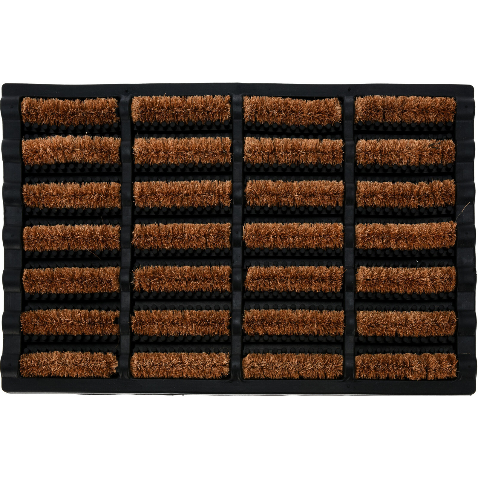 Deurmat-droogloopmat voor buiten-binnen zwart rubber-kokos 60 x 40 cm