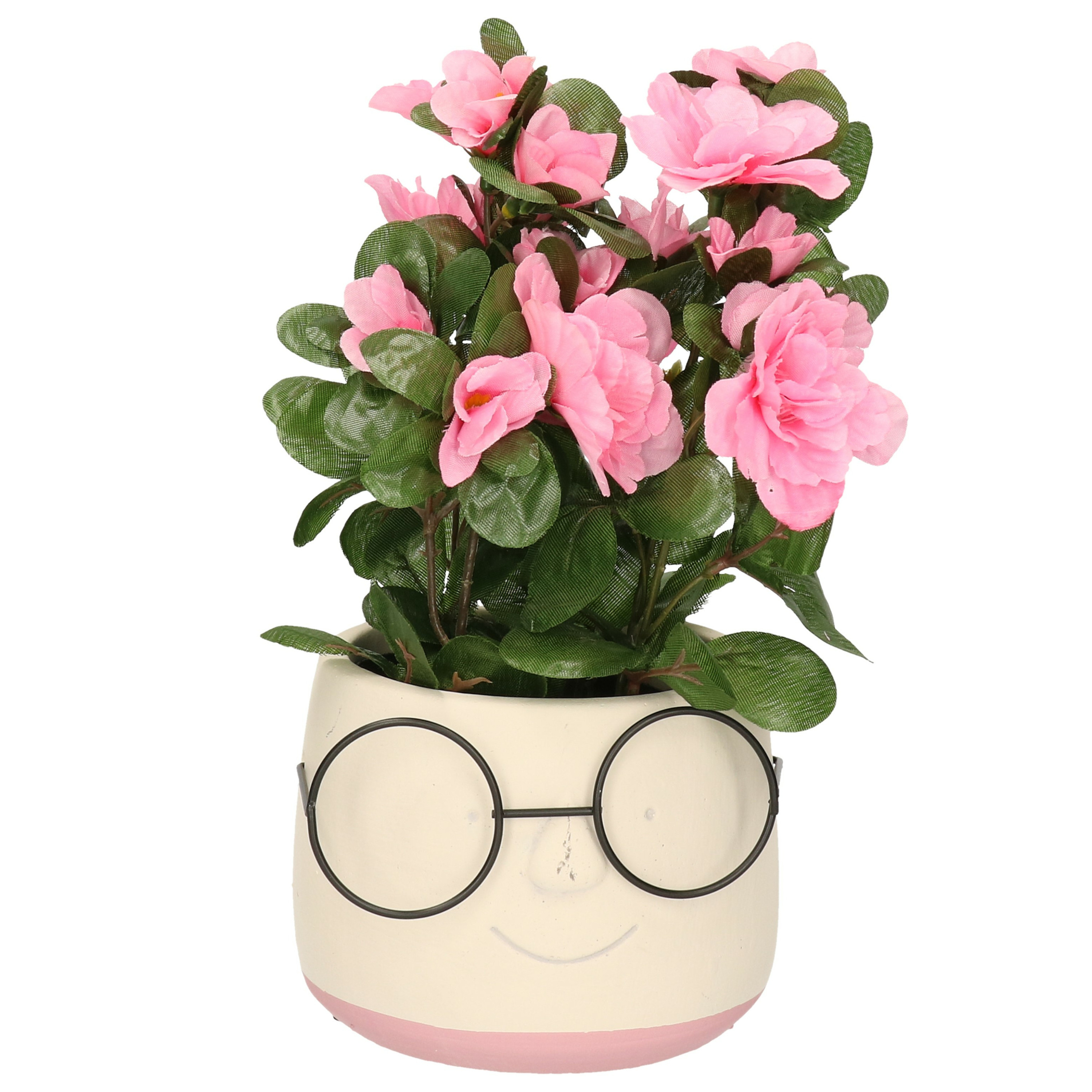 Dijk Natural Collections bloempot-plantenpot bril wit-lichtroze voor kamerplant D13 x H10 cm