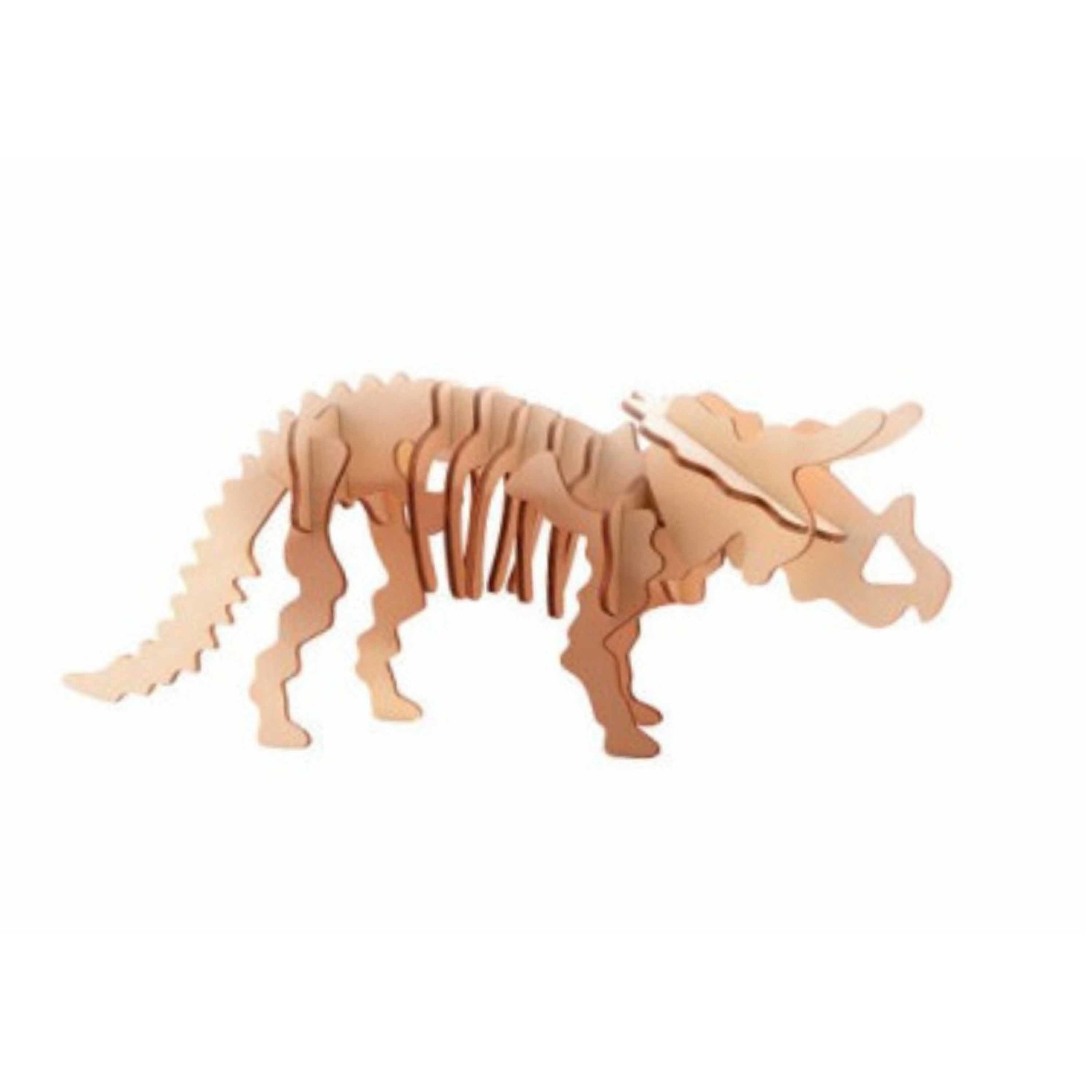 Dinosaurus Triceratops 3D puzzel hout bouwpakket 21 cm