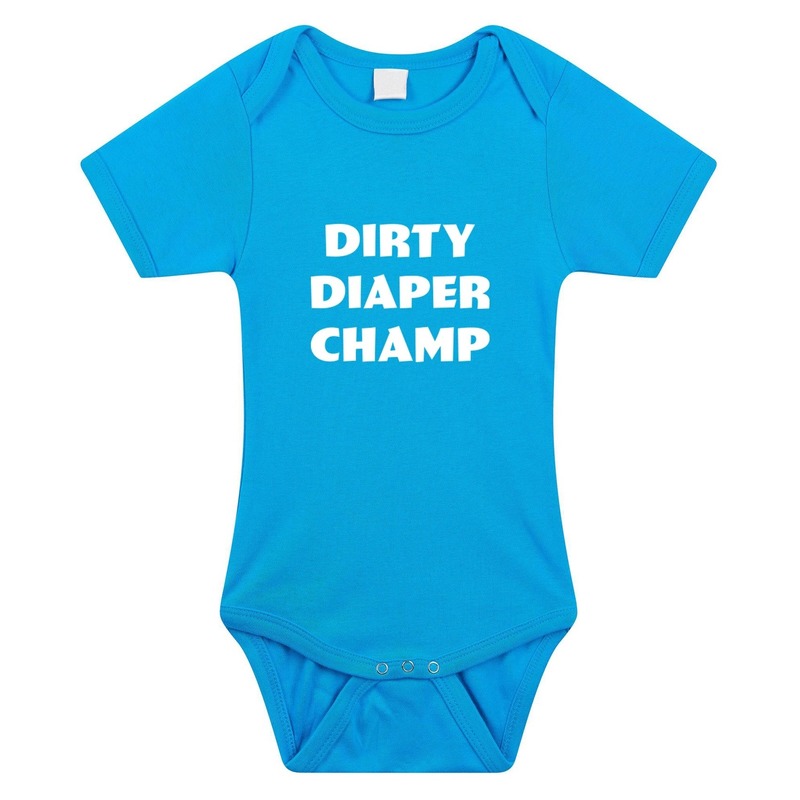 Dirty Diaper Champ kraamcadeau rompertje blauw jongens
