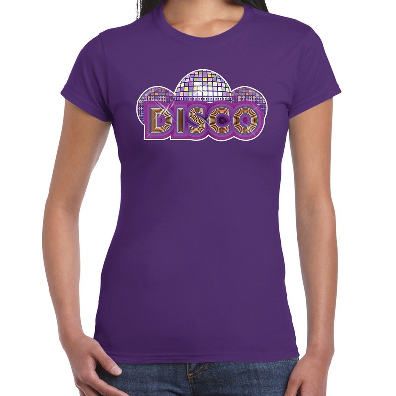 DISCO feest shirt paars voor dames