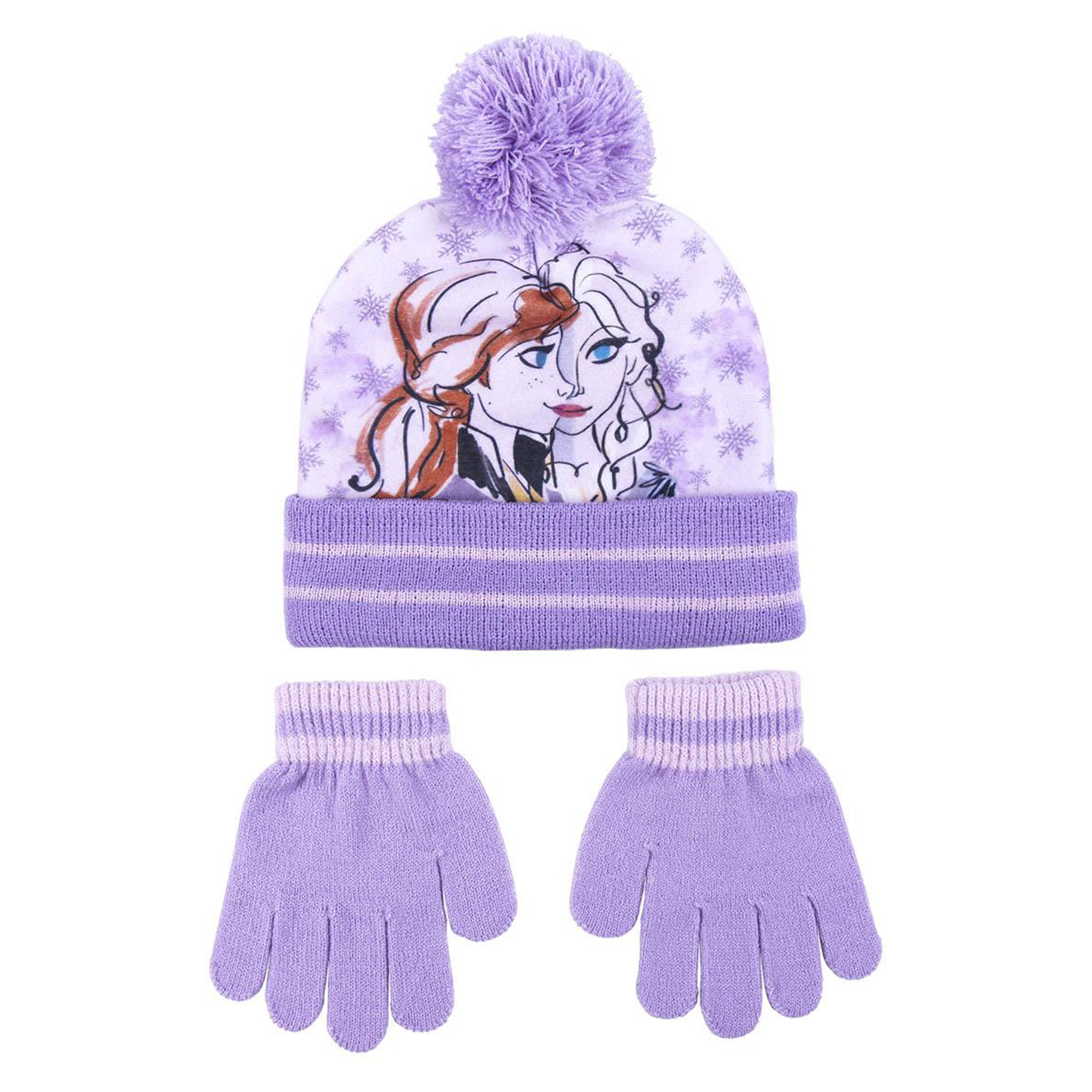 Disney Frozen winterset 2-delig muts-handschoenen lila voor kinderen