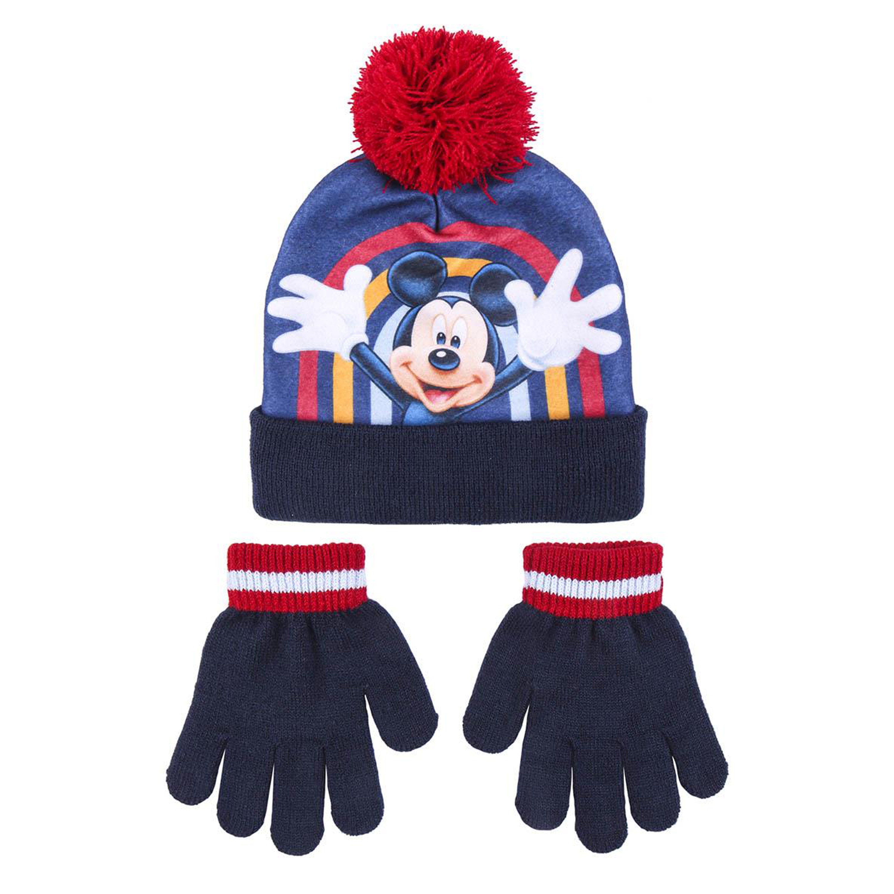 Disney Mickey Mouse 2-delig winterset muts-handschoenen blauw voor kinderen