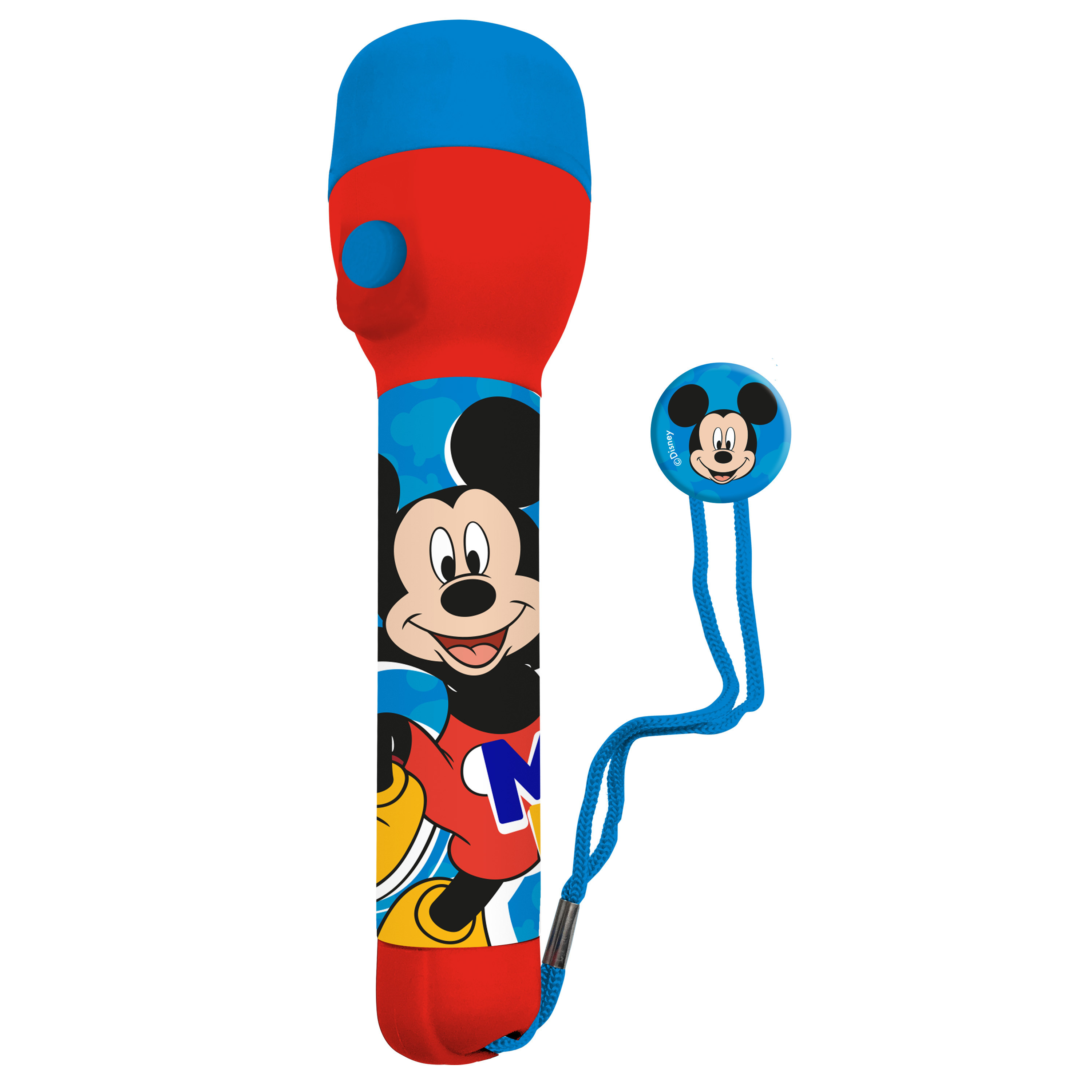Disney Mickey Mouse kinder zaklamp-leeslamp blauw-rood kunststof 16 x 4 cm