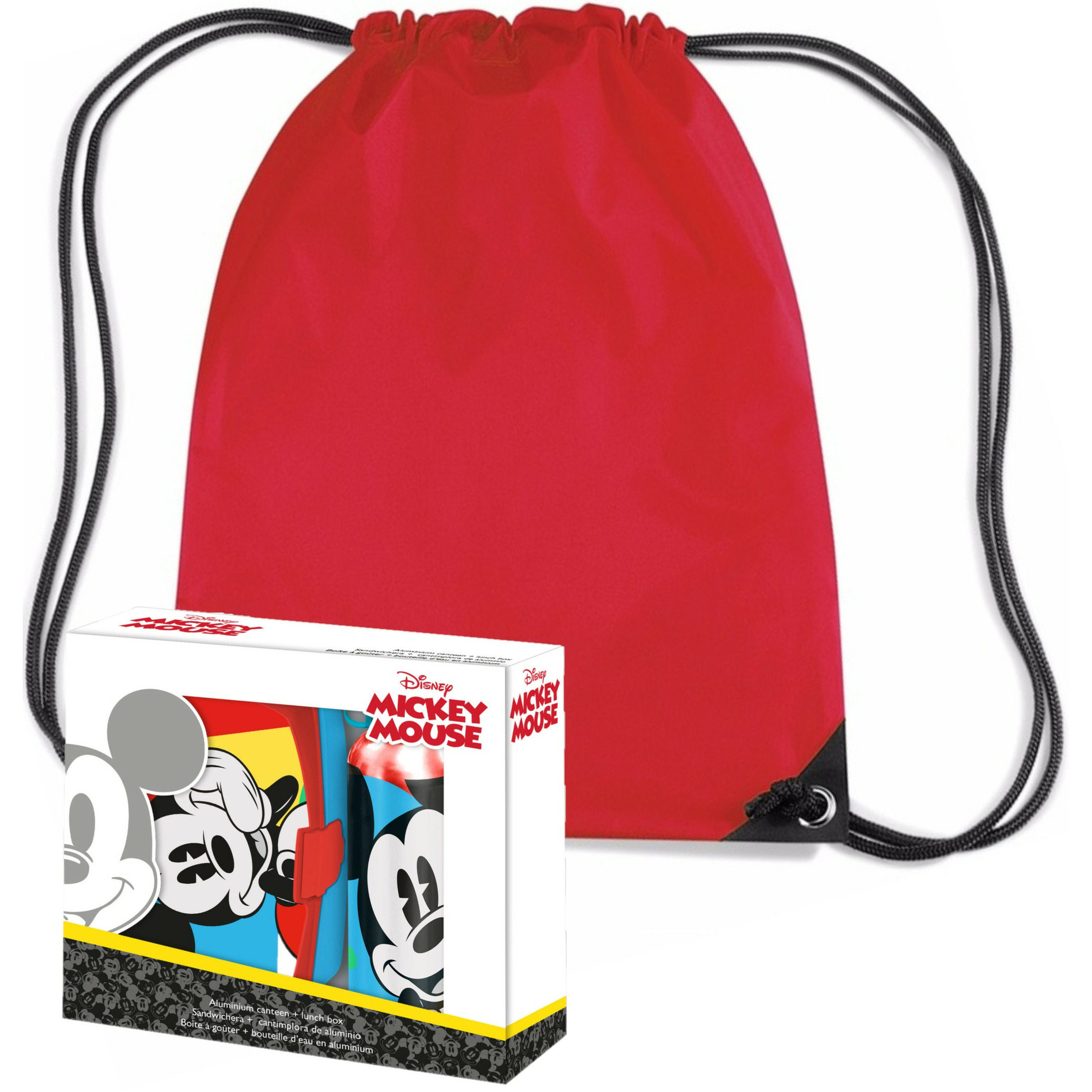 Disney Mickey Mouse lunchbox set voor kinderen 3-delig incl. gymtas-schooltas rood