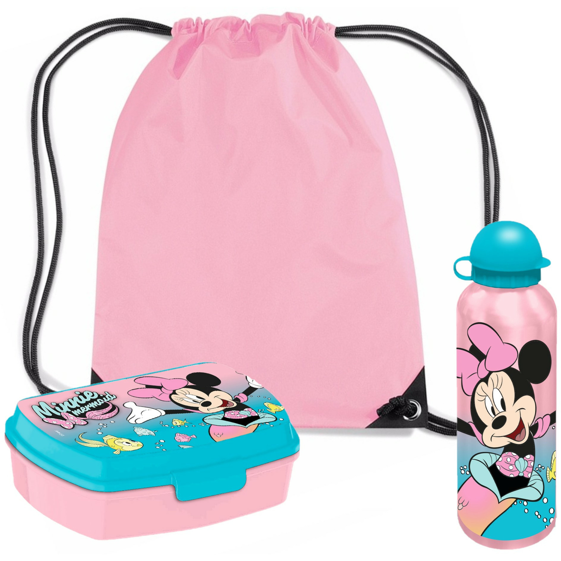 Disney Minnie Mouse lunchbox set voor kinderen 3-delig roze incl. gymtas-schooltas