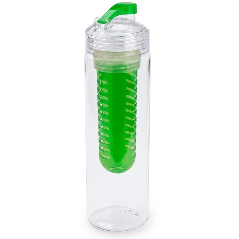 Drinkfles-waterfles tranparant met groen fruit filter 700 ml
