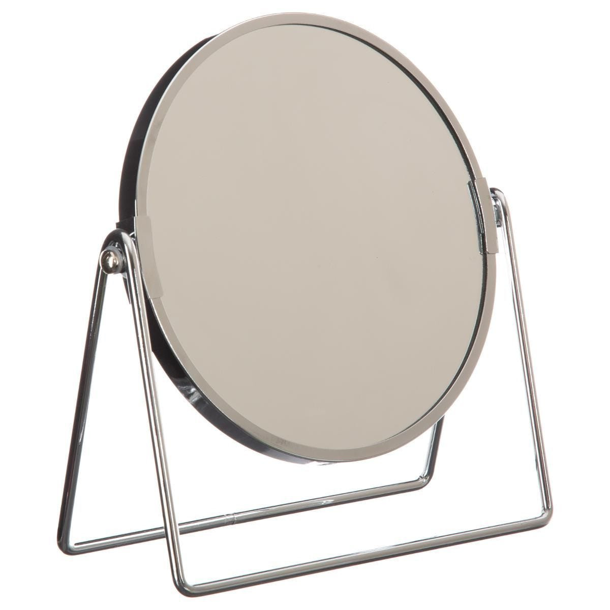 Dubbele make-up spiegel-scheerspiegel op voet 19 x 8 x 21 cm zilver